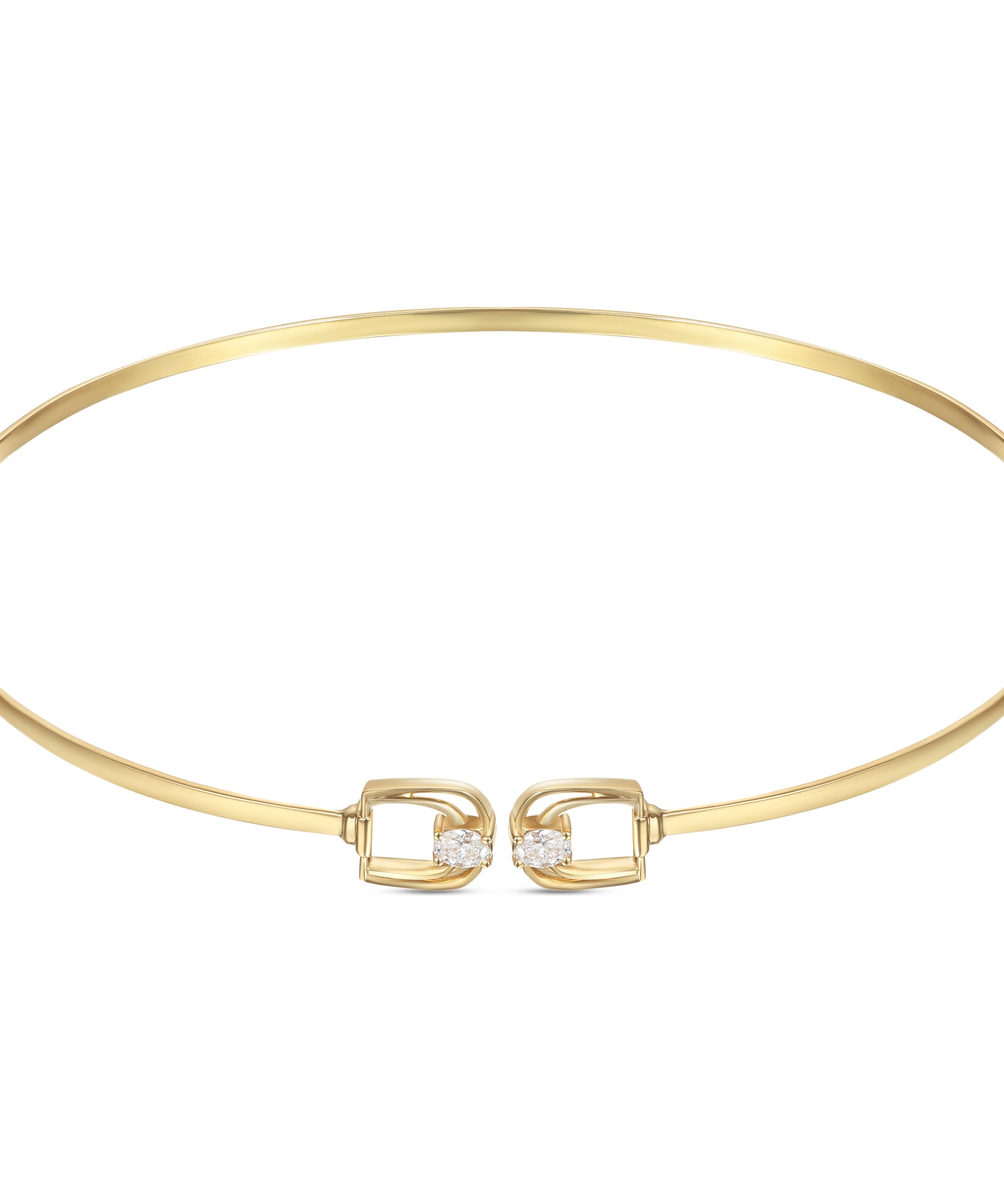LINEA Double Horsebit 18k Yellow Gold Choker with Center Diamond - S-H103NS