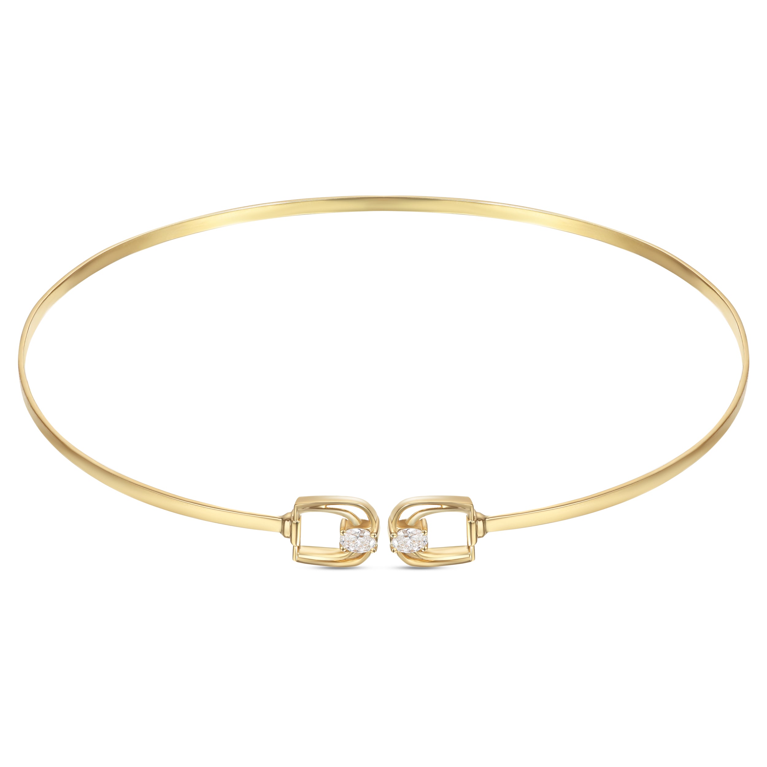 LINEA Double Horsebit 18k Yellow Gold Choker with Center Diamond - S-H103NS