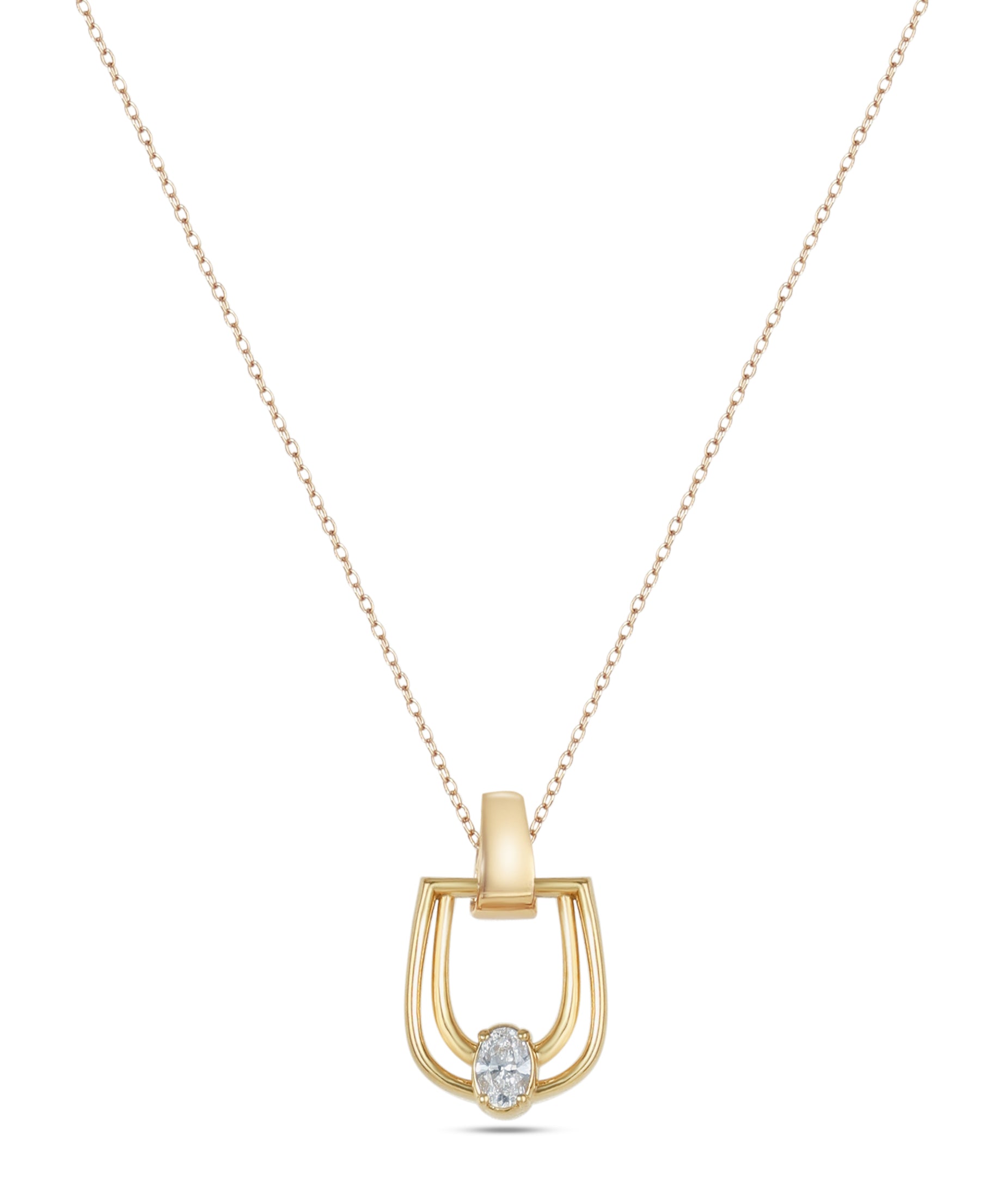 LINEA Double Horsebit 18k Yellow Gold Pendant with Center Diamond - S-H103PS
