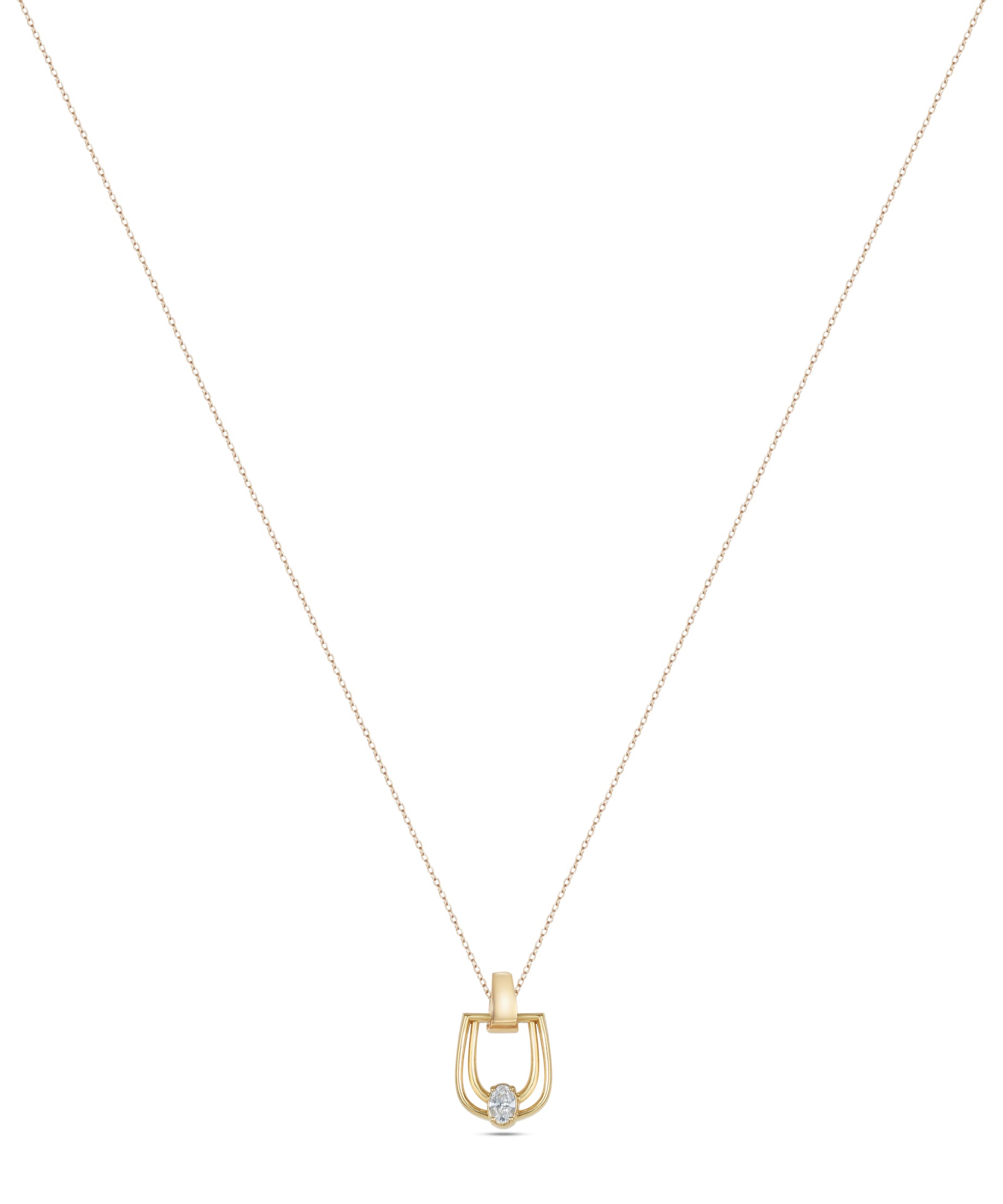 LINEA Double Horsebit 18k Yellow Gold Pendant with Center Diamond - S-H103PS
