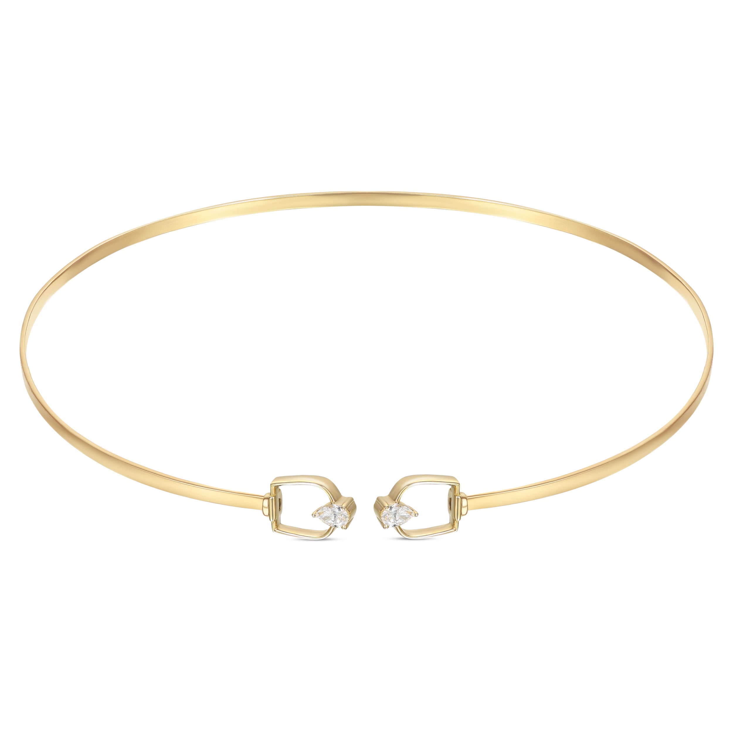 LINEA Horsebit 18k Yellow Gold Choker with Center Diamond - S-H104NS