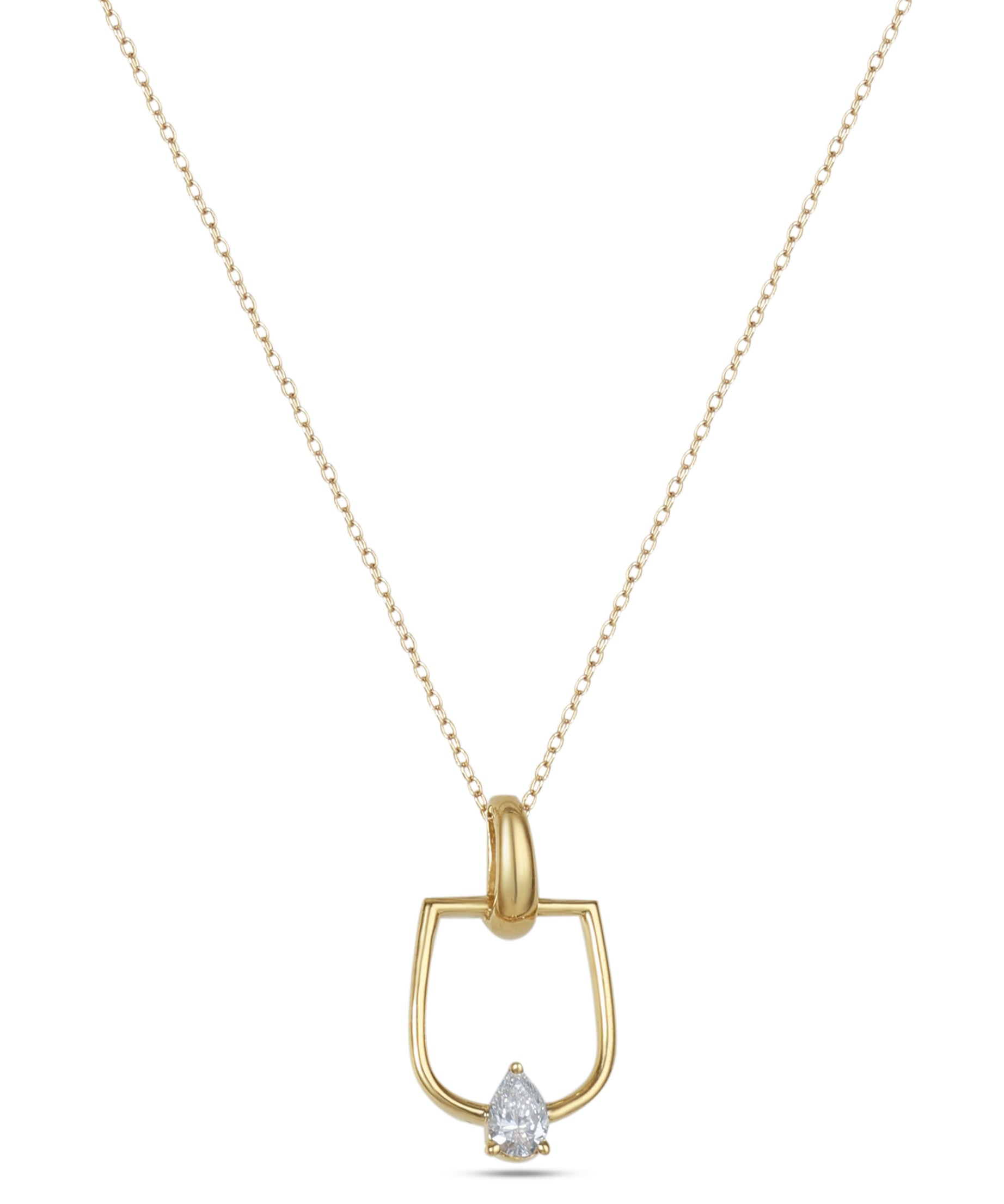 LINEA Horsebit 18k Yellow Gold Pendant with Center Diamond - S-H104PS
