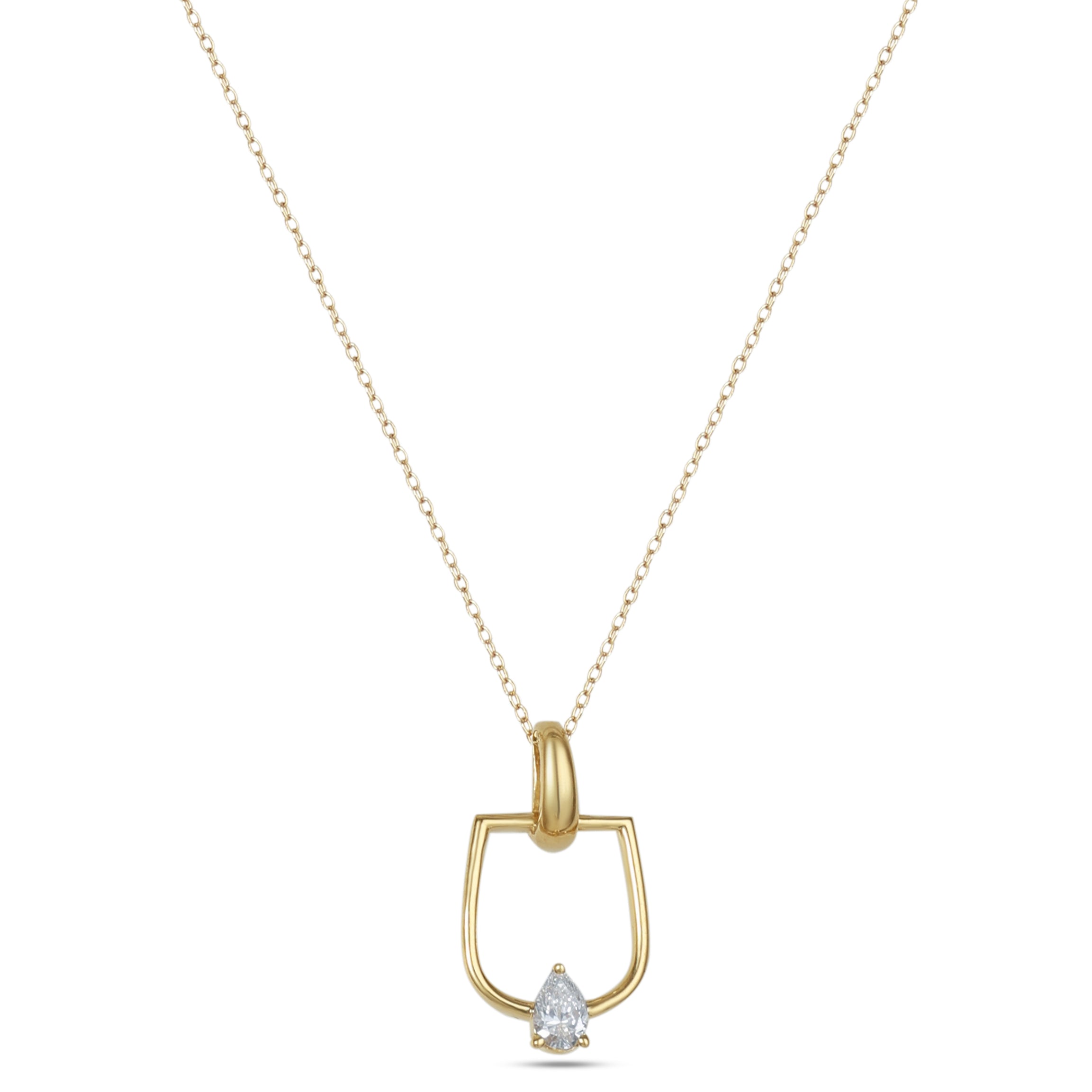 LINEA Horsebit 18k Yellow Gold Pendant with Center Diamond - S-H104PS