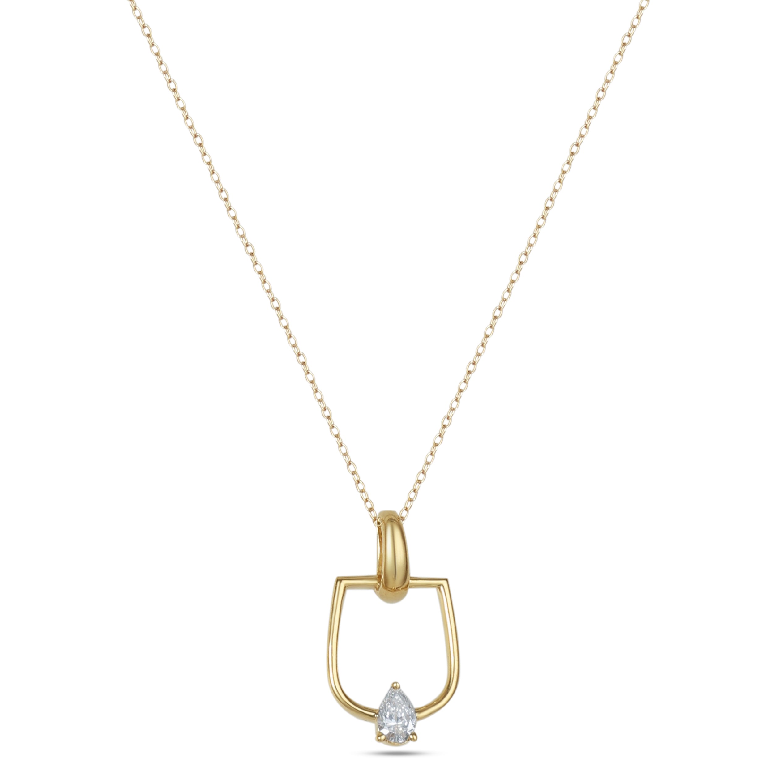 LINEA Horsebit 18k Yellow Gold Pendant with Center Diamond - S-H104PS