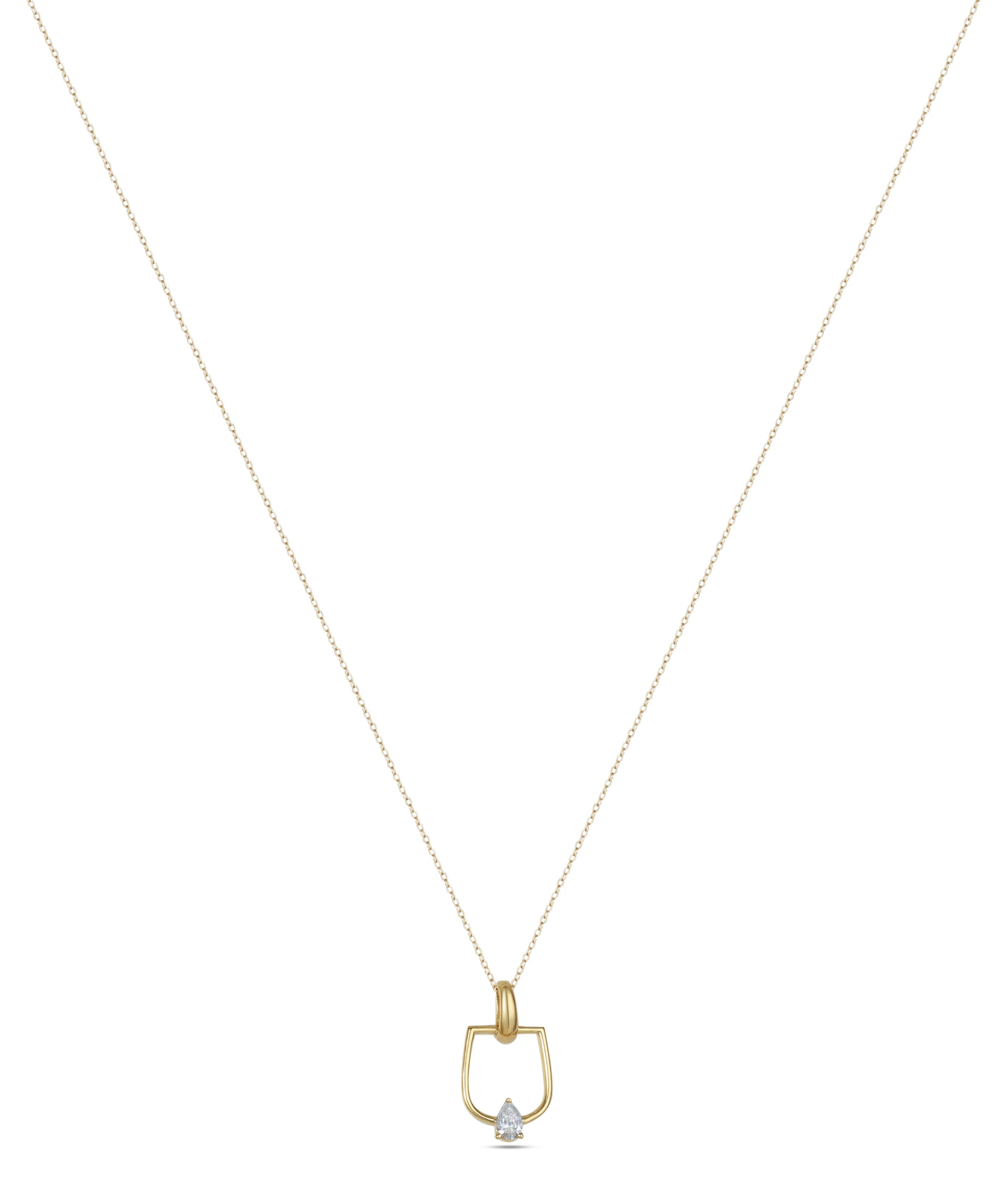 LINEA Horsebit 18k Yellow Gold Pendant with Center Diamond - S-H104PS