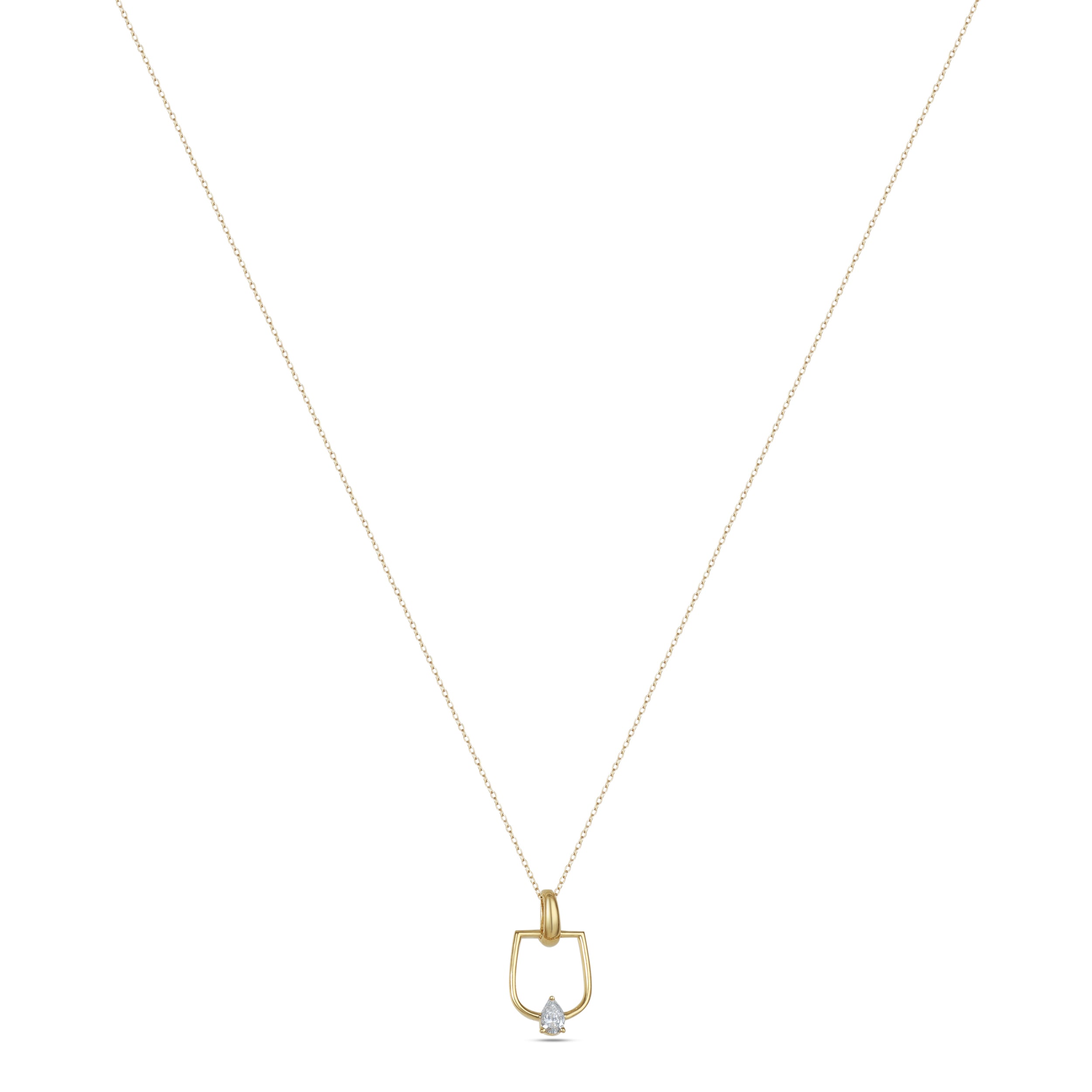 LINEA Horsebit 18k Yellow Gold Pendant with Center Diamond - S-H104PS