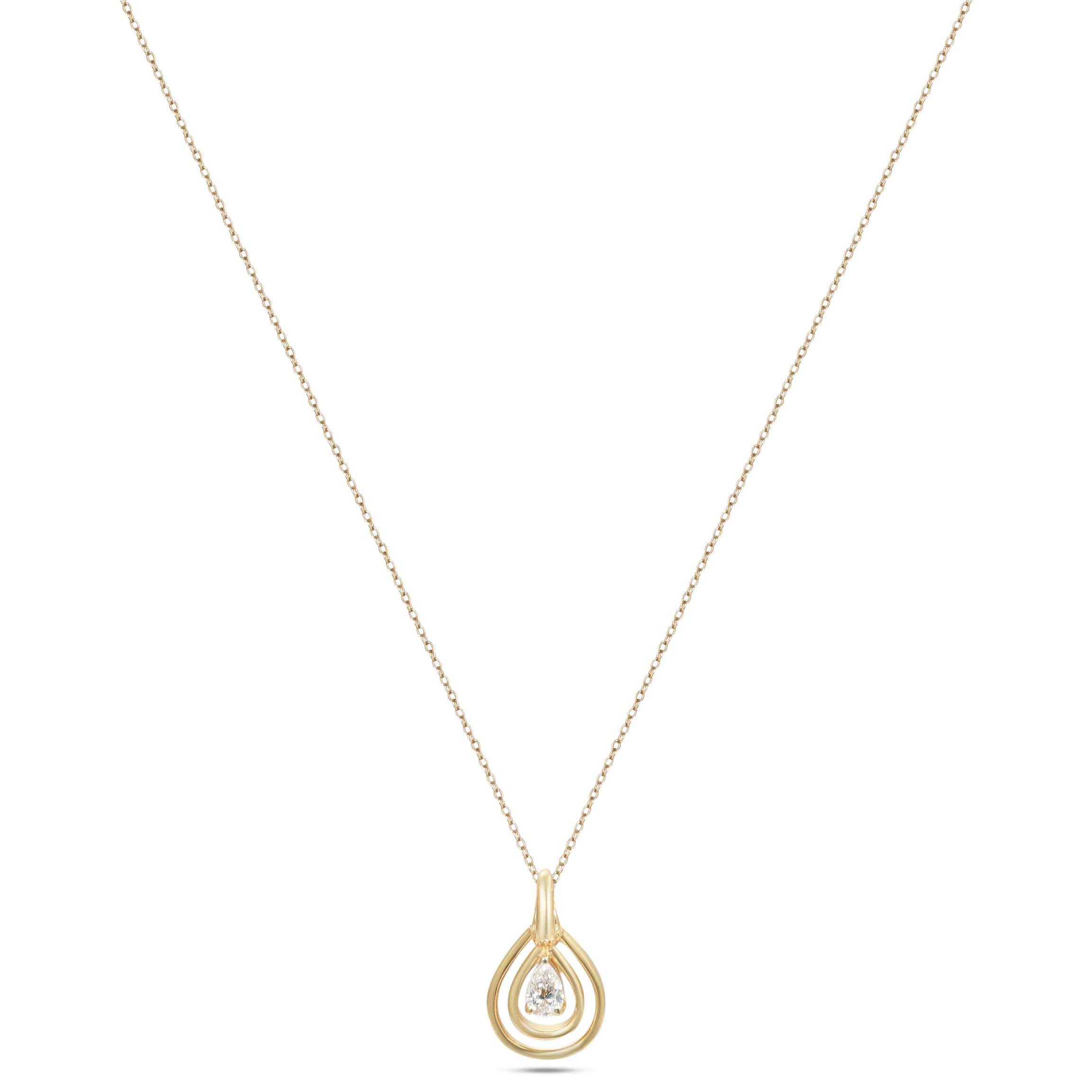 LINEA Teardrop 18k Yellow Gold Pendant with Center Diamond - S-H120PS