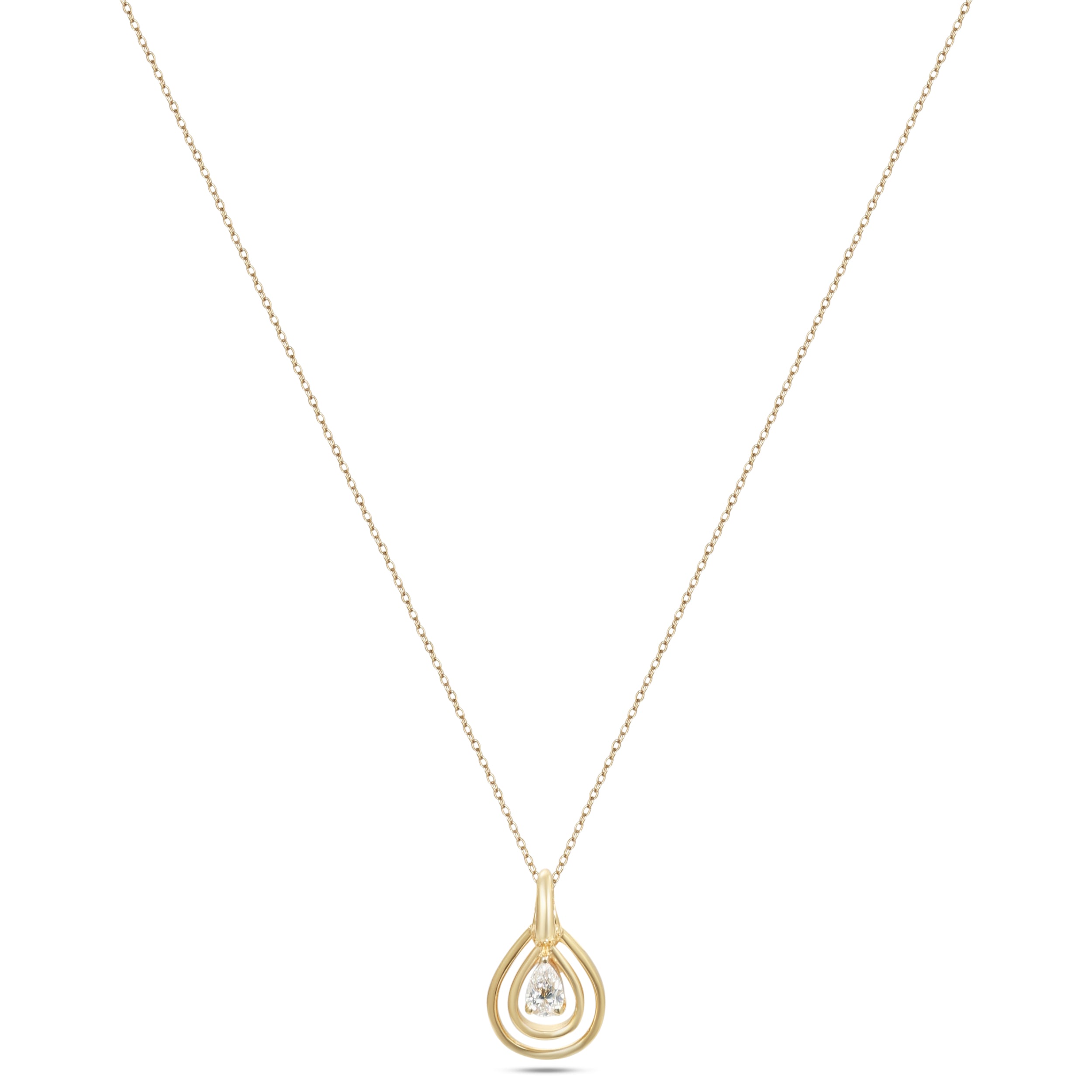 LINEA Teardrop 18k Yellow Gold Pendant with Center Diamond - S-H120PS