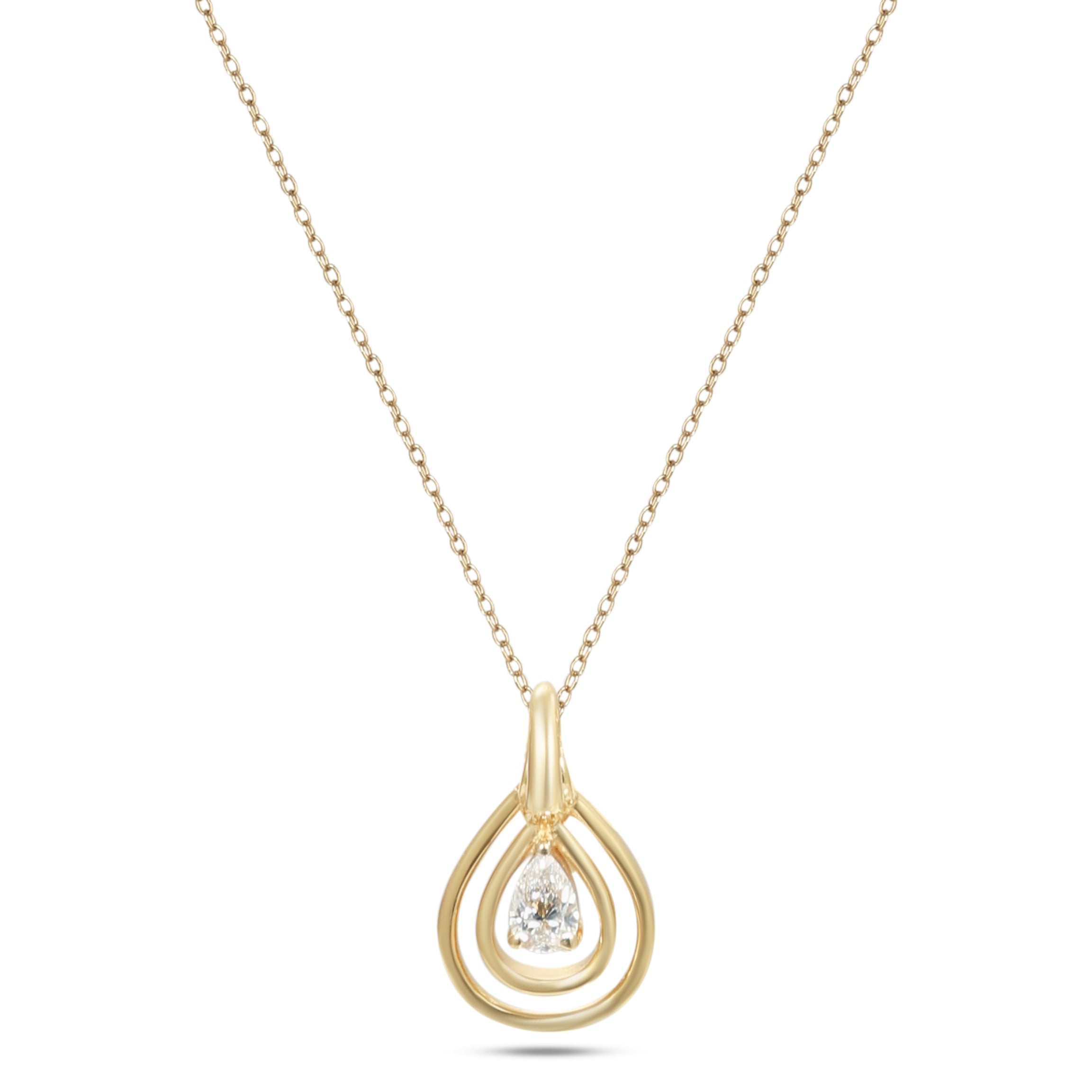 LINEA Teardrop 18k Yellow Gold Pendant with Center Diamond - S-H120PS