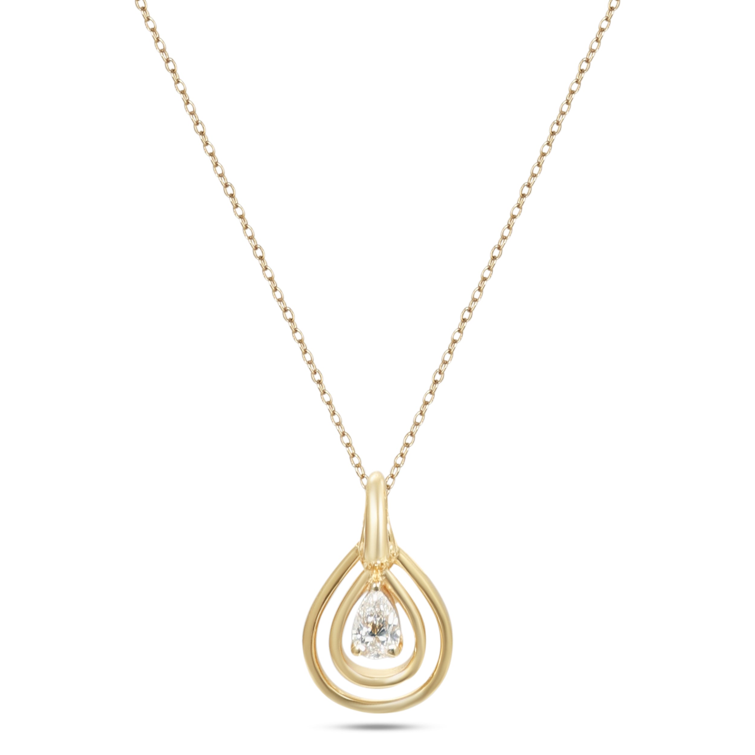 LINEA Teardrop 18k Yellow Gold Pendant with Center Diamond - S-H120PS