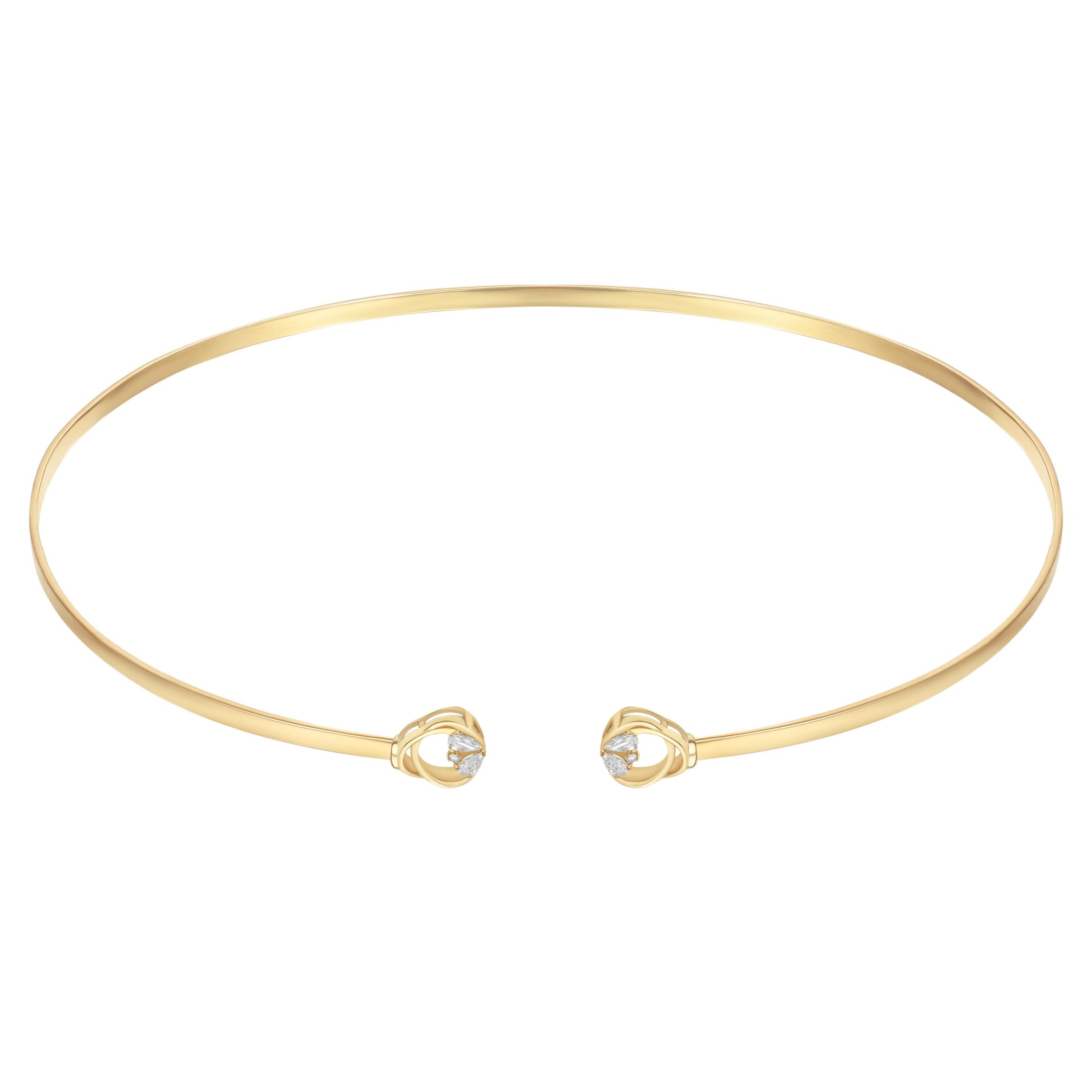 LINEA Circles 18k Yellow Gold Choker with Pear Diamonds - S-H121NS