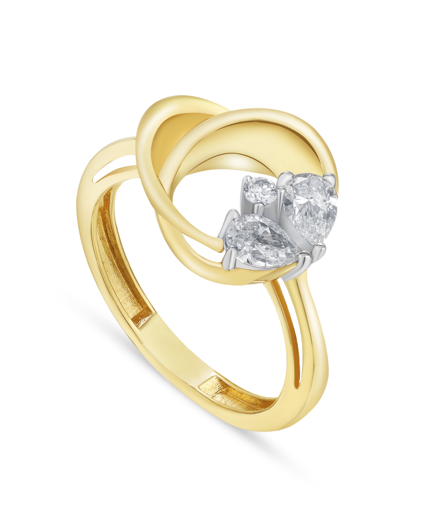 LINEA Circles 18k Yellow Gold Ring with Pear Diamonds - S-H121RS