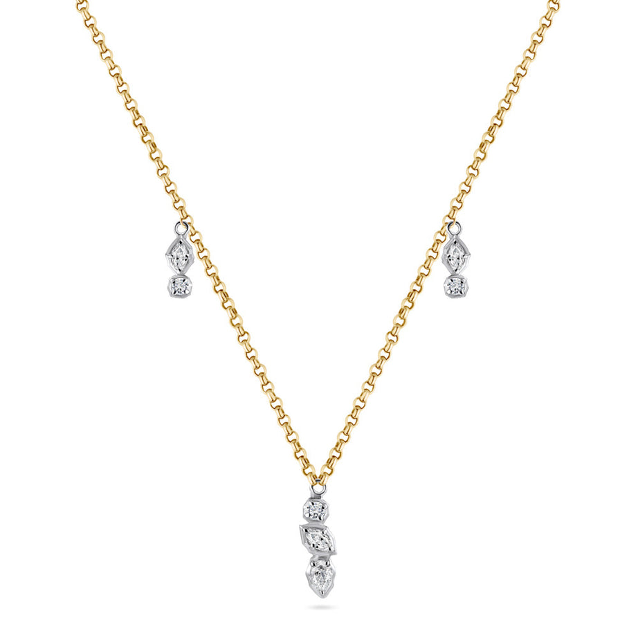 An 18K yellow gold diamond necklace with a chain design and adorned with diamonds - Siran By IRAM