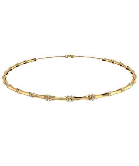 18k Yellow Gold Lucky Choker with with Wrapped Around Diamonds - S-N076S