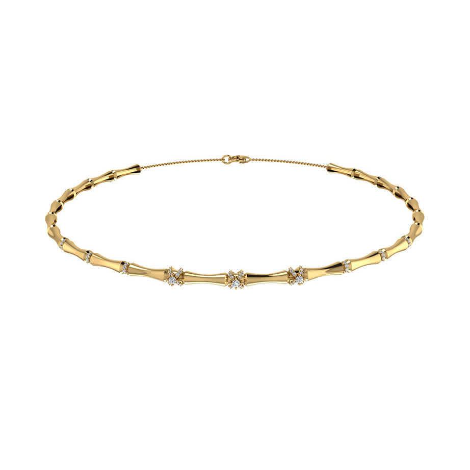 18k Yellow Gold Lucky Choker with with Wrapped Around Diamonds - S-N076S