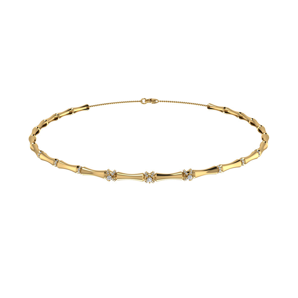 18k Yellow Gold Lucky Choker with with Wrapped Around Diamonds - s-n076s