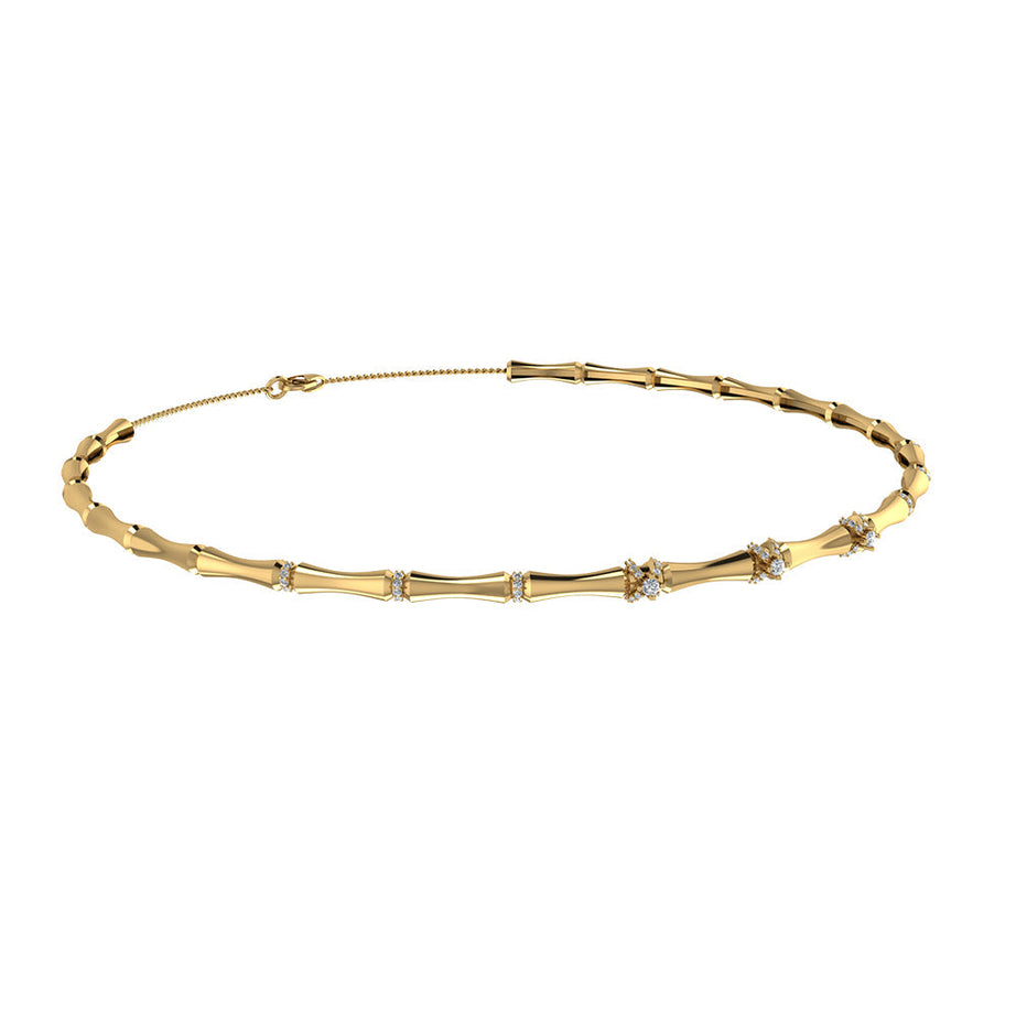 Special offer 18k Yellow Gold Lucky Choker with with Wrapped Around Diamonds - S-N076S