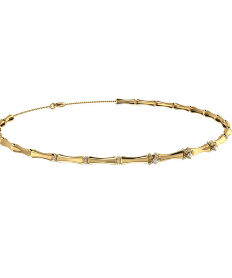 18k Yellow Gold Lucky Choker with with Wrapped Around Diamonds - S-N076S