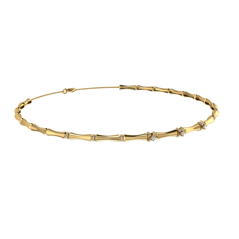 18k Yellow Gold Lucky Choker with with Wrapped Around Diamonds - S-N076S