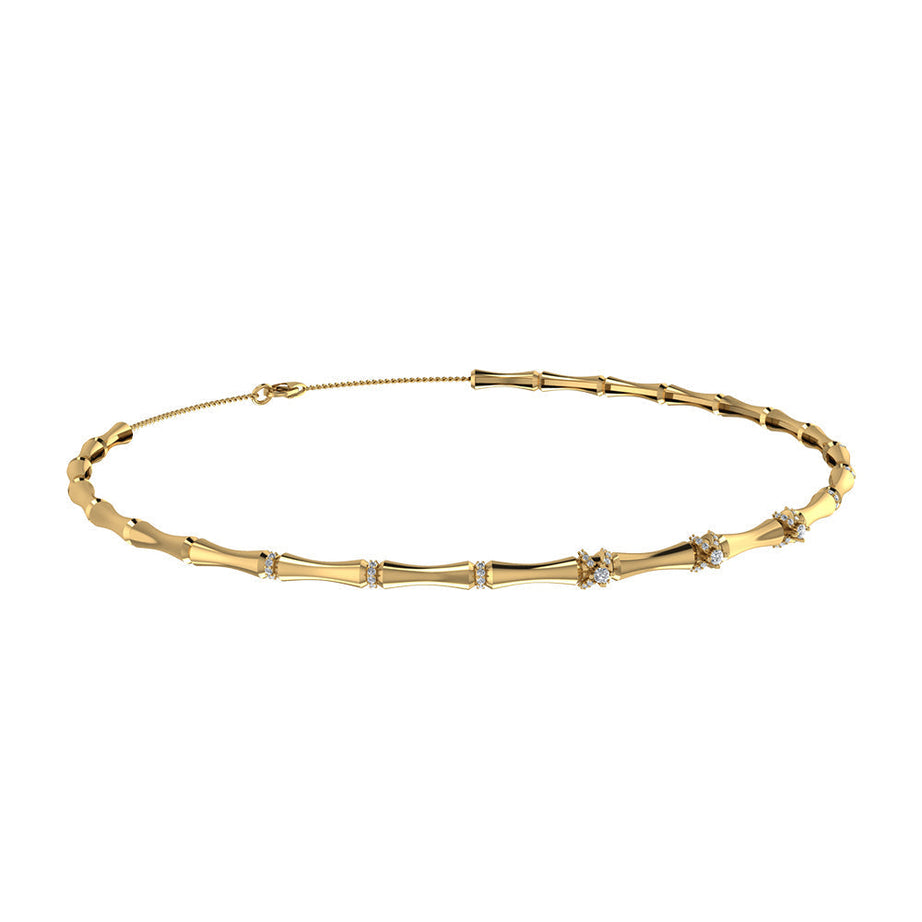 Special offer 18k Yellow Gold Lucky Choker with with Wrapped Around Diamonds - S-N076S