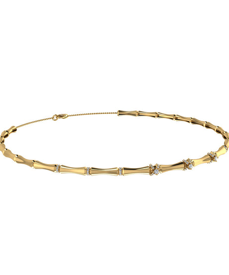 18k Yellow Gold Lucky Choker with with Wrapped Around Diamonds - S-N076S