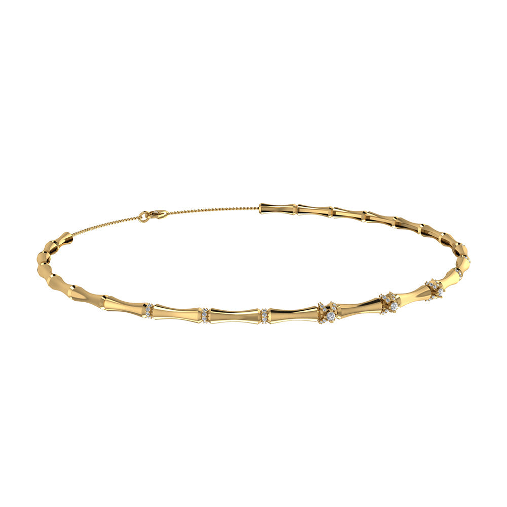 18k Yellow Gold Lucky Choker with with Wrapped Around Diamonds - S-N076S