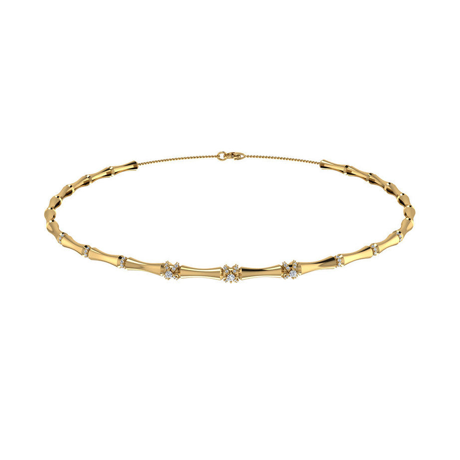 Special offer 18k Yellow Gold Lucky Choker with with Wrapped Around Diamonds - S-N076S