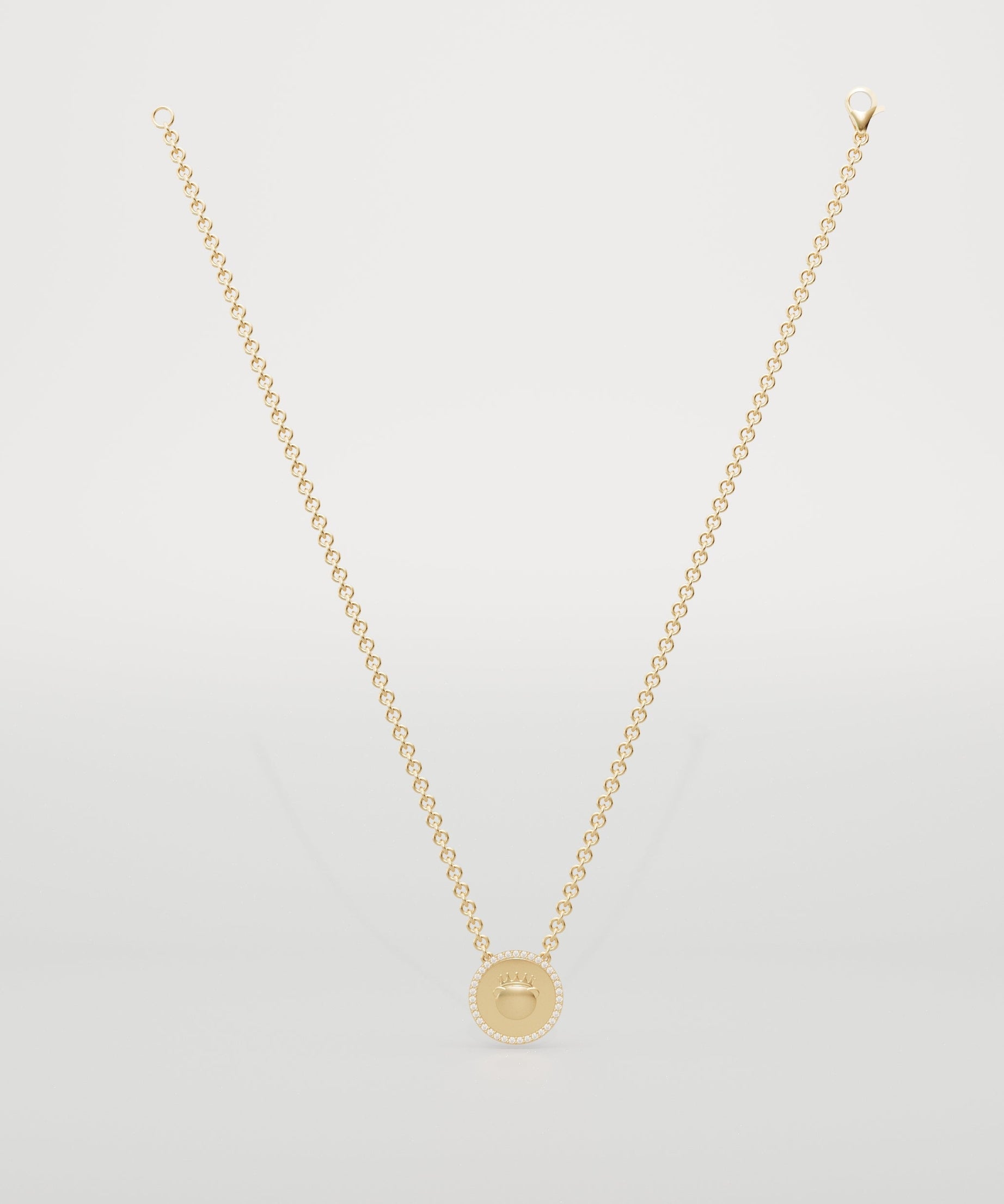 18k Gold Fudge Coin Necklace with Diamond Frame