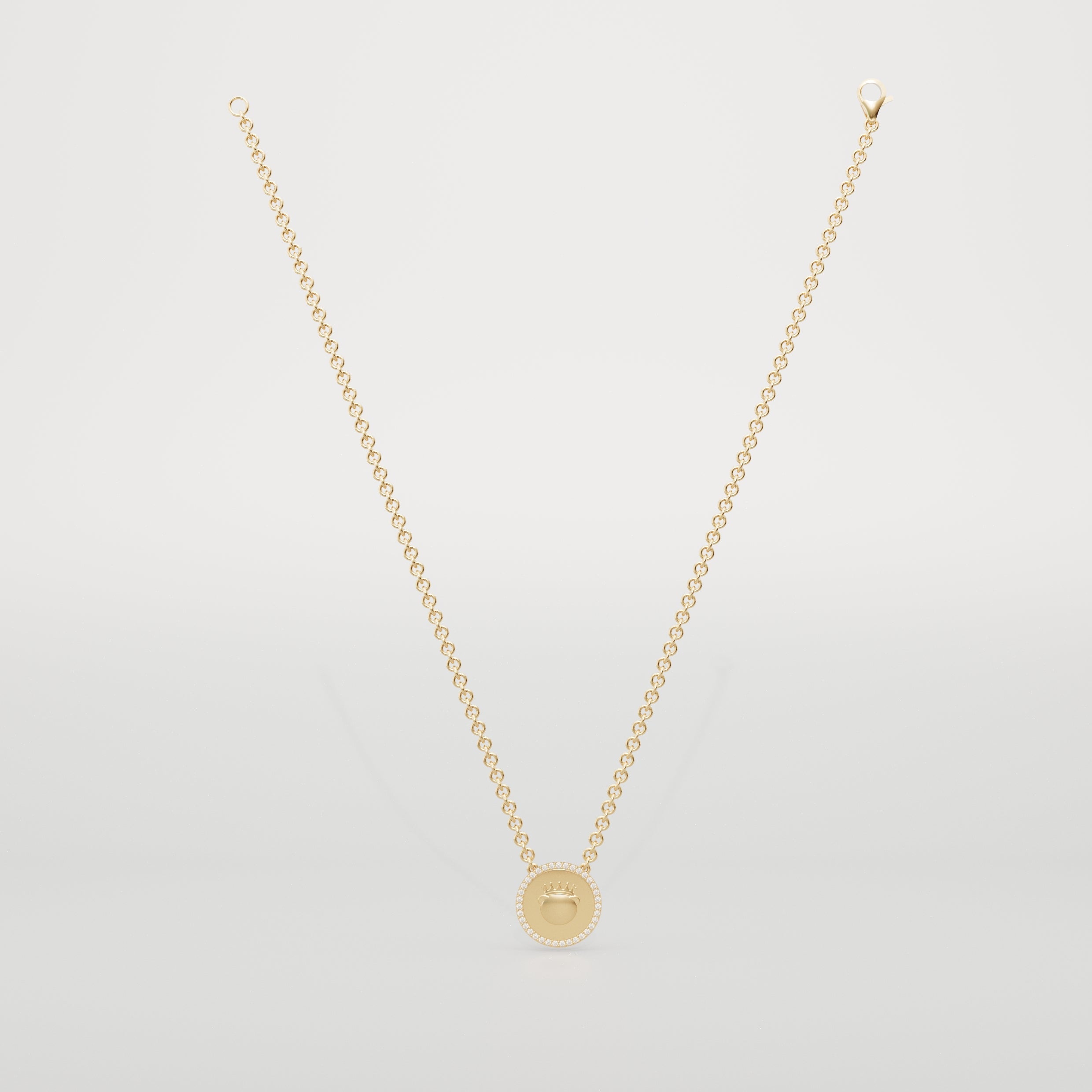 18k Gold Fudge Coin Necklace with Diamond Frame