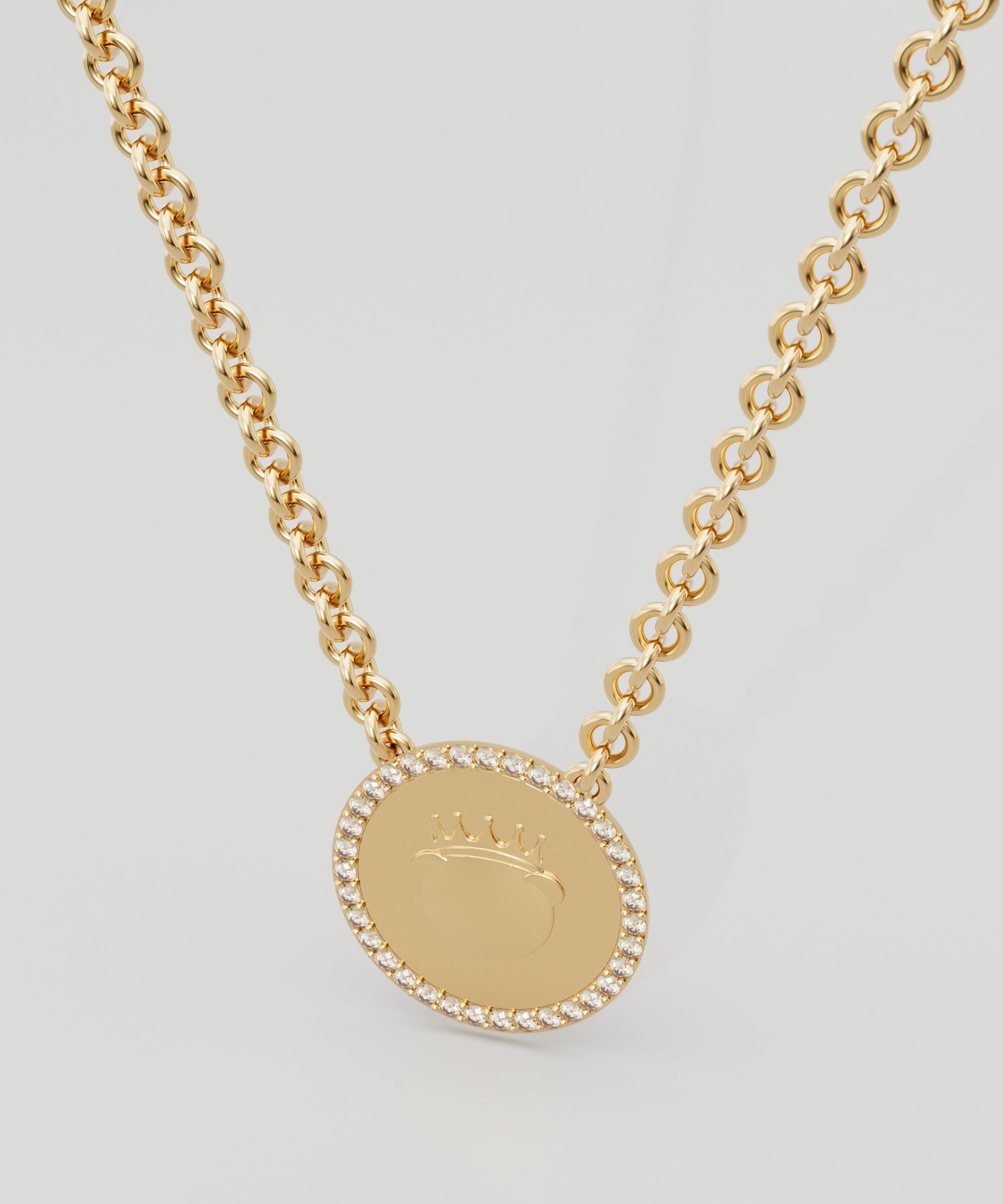 18k Gold Fudge Coin Necklace with Diamond Frame
