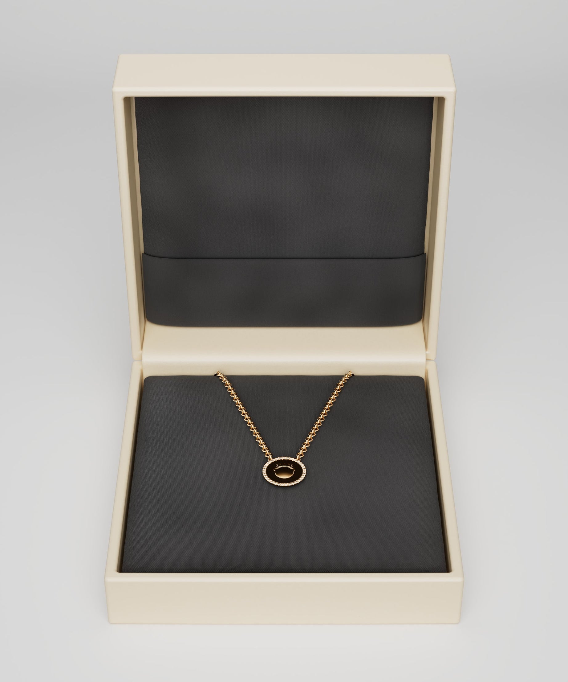 18k Gold Fudge Coin Necklace with Diamond Frame
