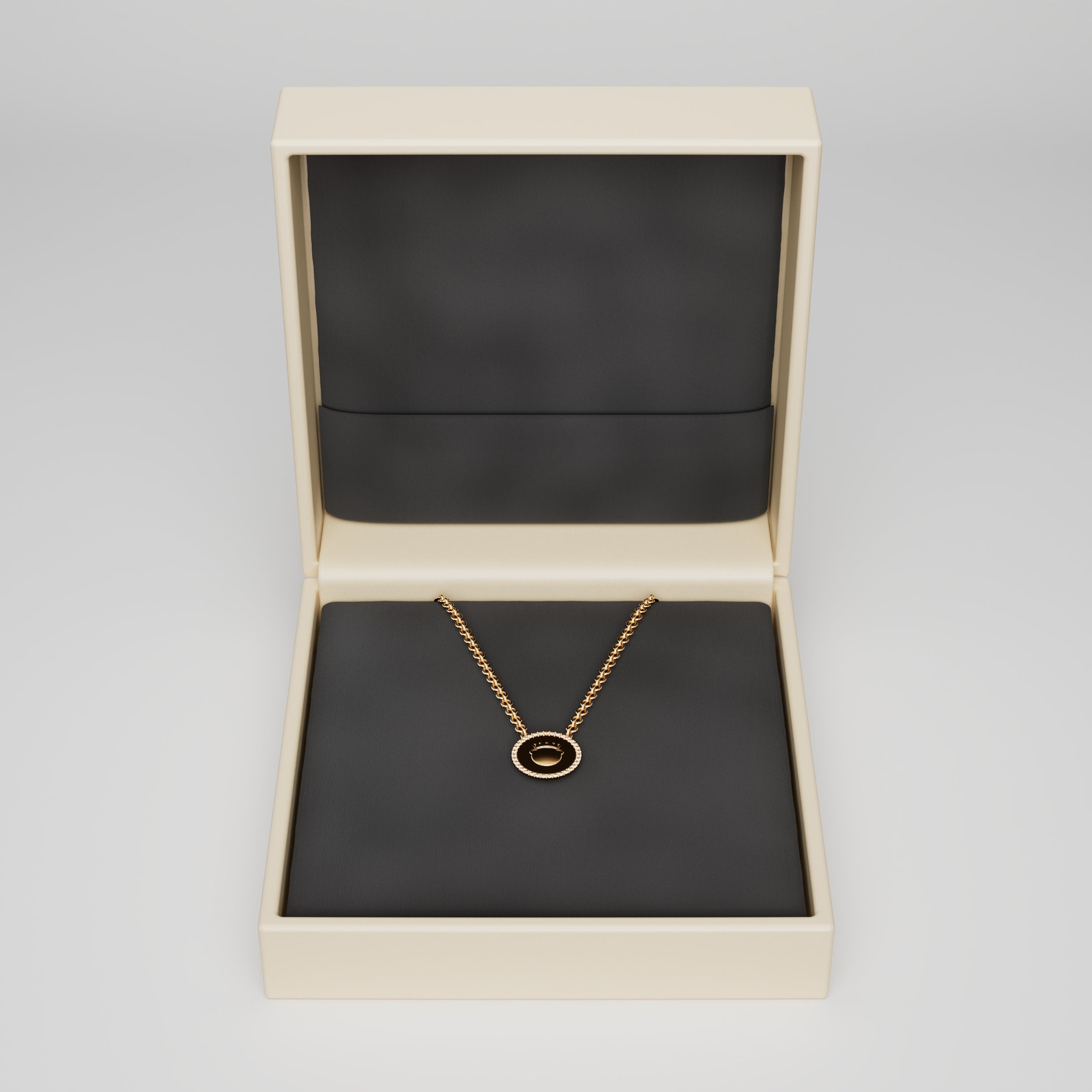 18k Gold Fudge Coin Necklace with Diamond Frame