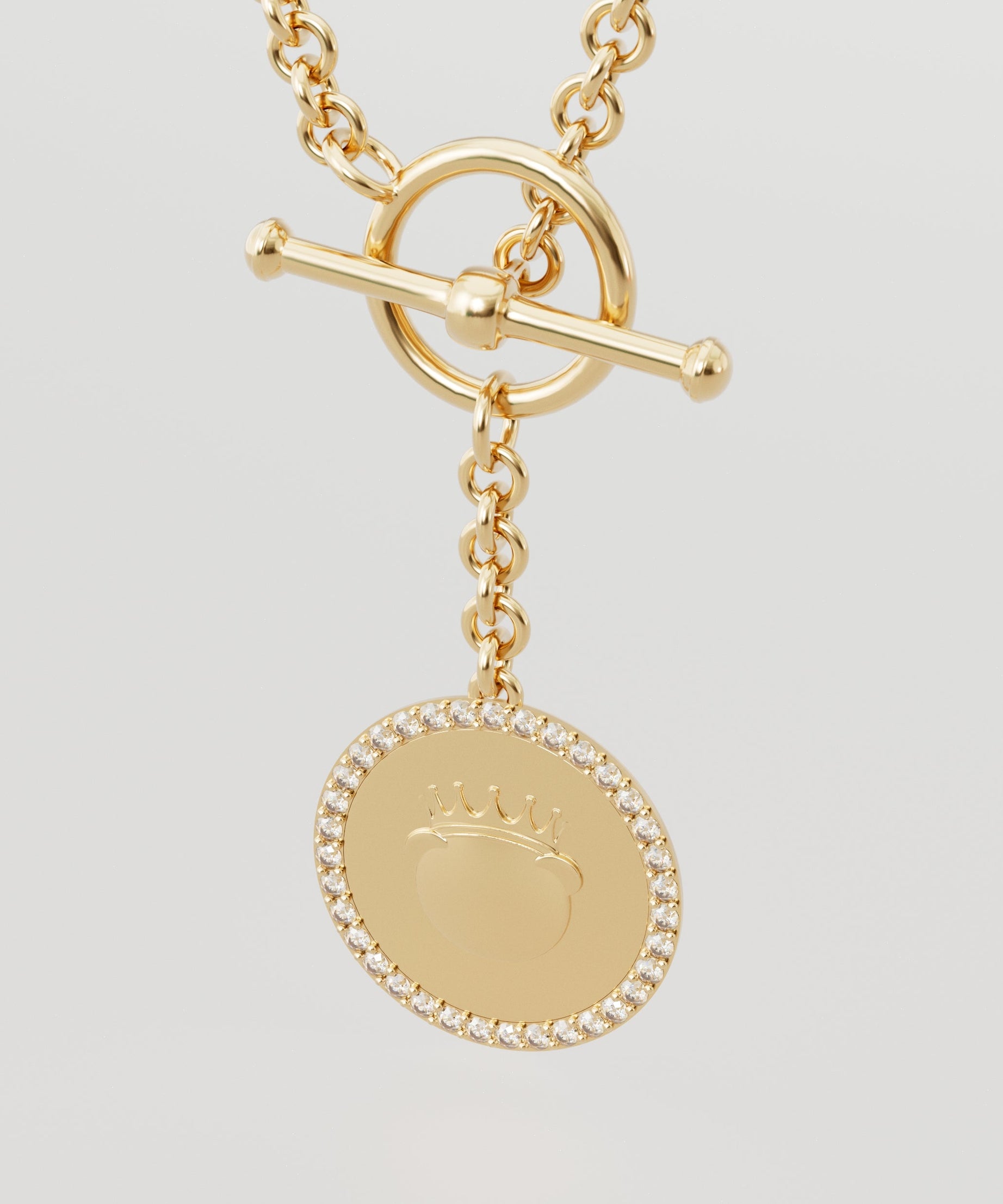 18k Gold Fudge Coin T-Lock with Diamond Frame