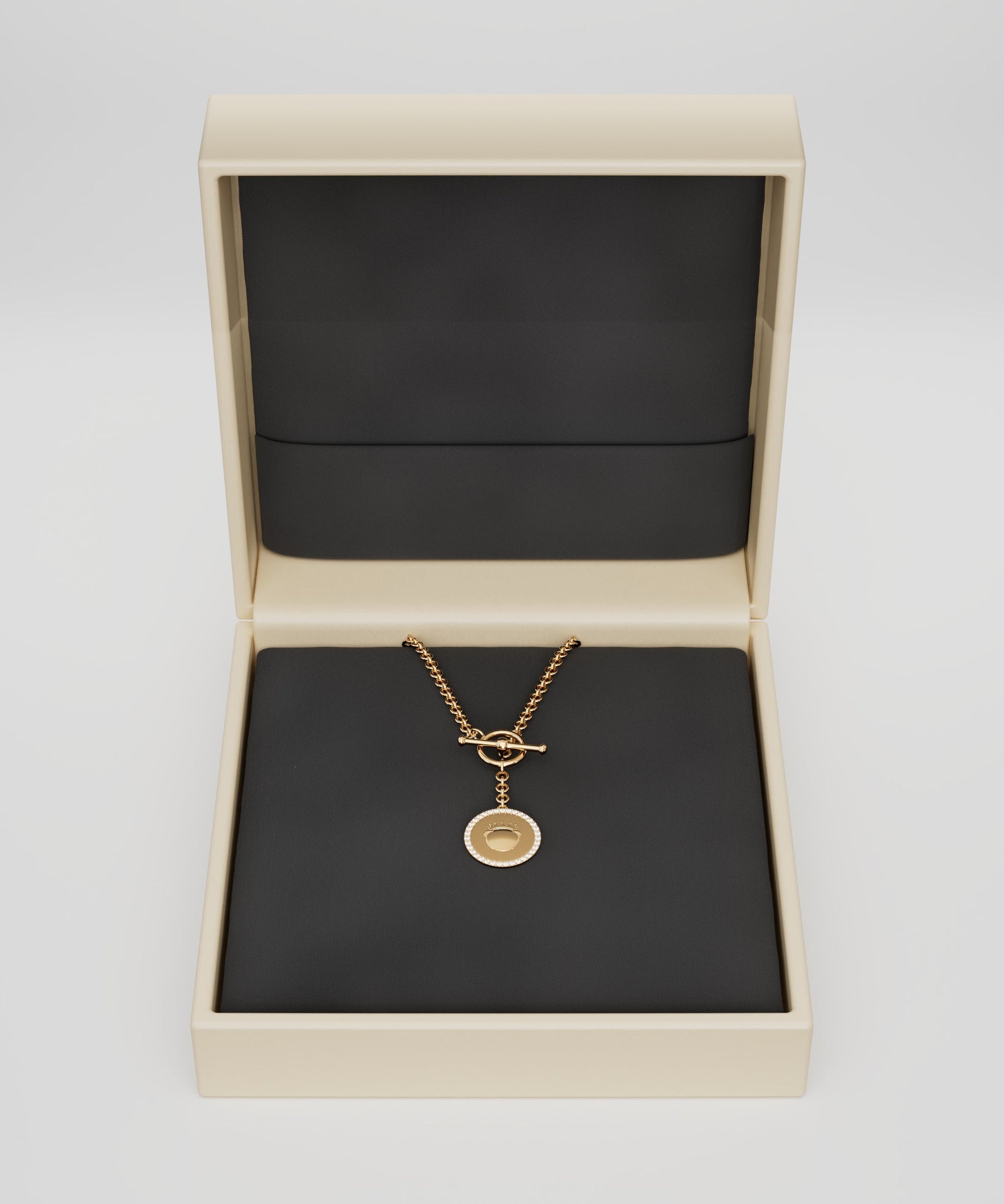 18k Gold Fudge Coin T-Lock with Diamond Frame