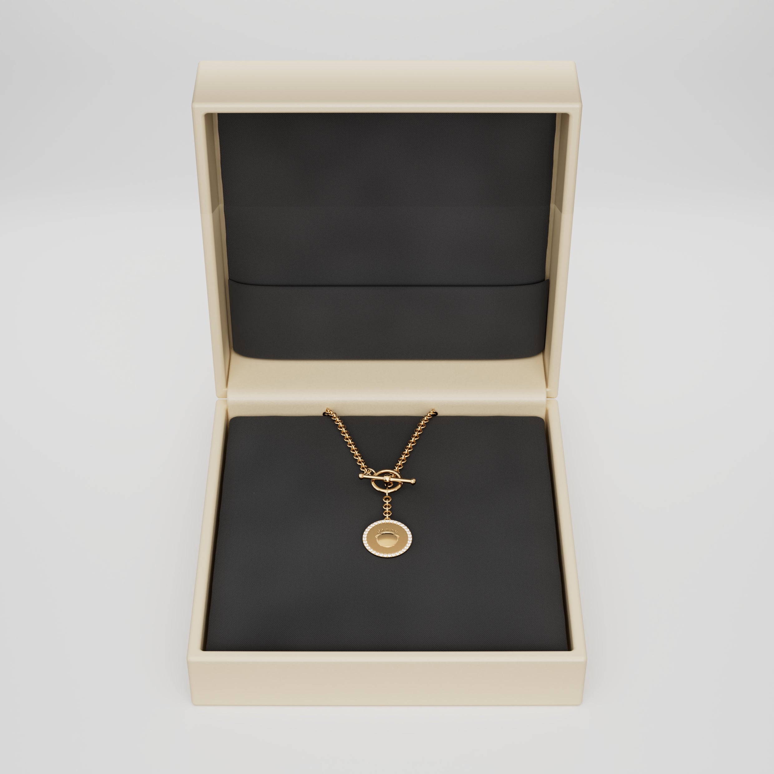18k Gold Fudge Coin T-Lock with Diamond Frame