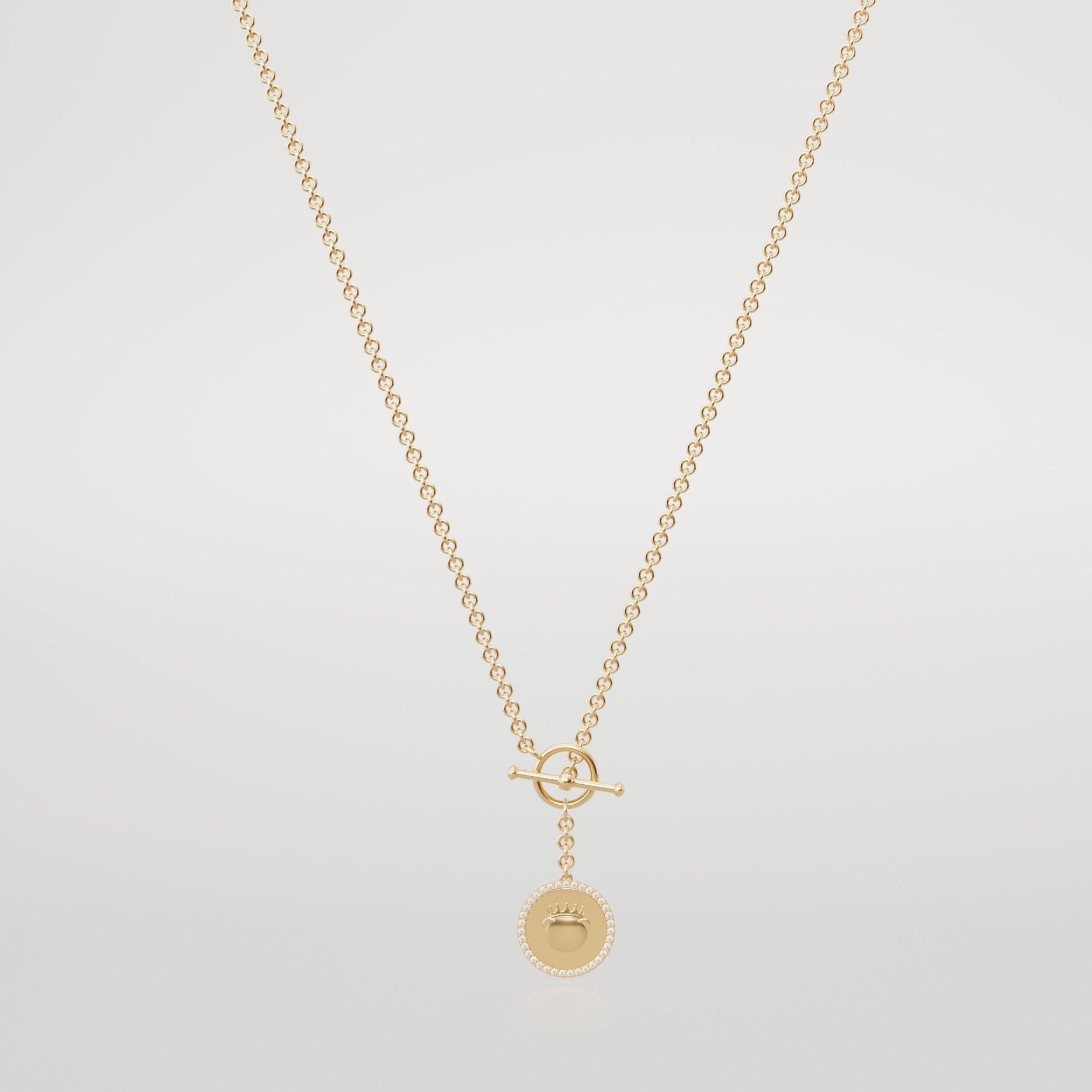 18k Gold Fudge Coin T-Lock with Diamond Frame