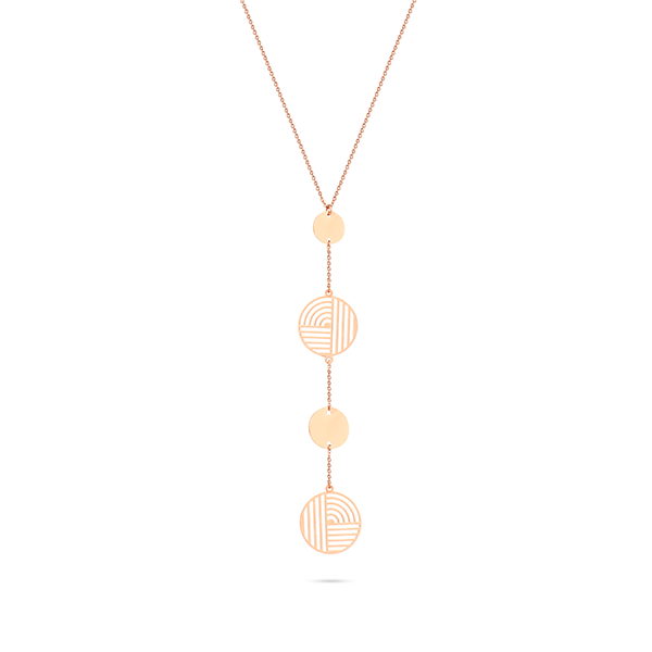 Stunning Summer Dangling Geometrical Golden Necklace in Yellow 18 K Gold - S-NE046G/Y/WG
