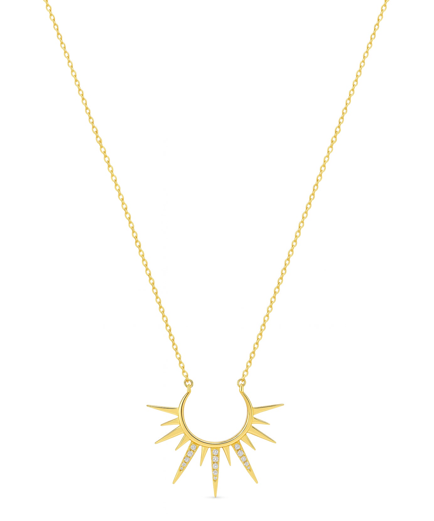 Beautiful Diamond Sun Shaped Necklace in 18k Yellow gold - S-P225S