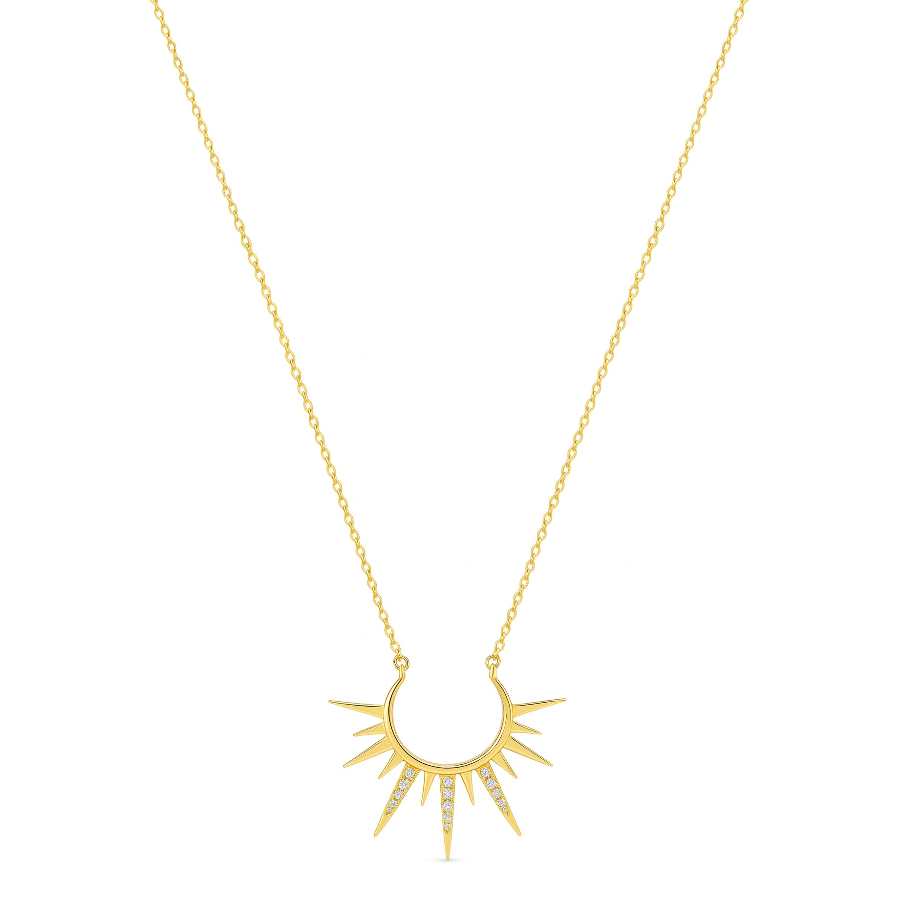 Beautiful Diamond Sun Shaped Necklace in 18k Yellow gold - S-P225S
