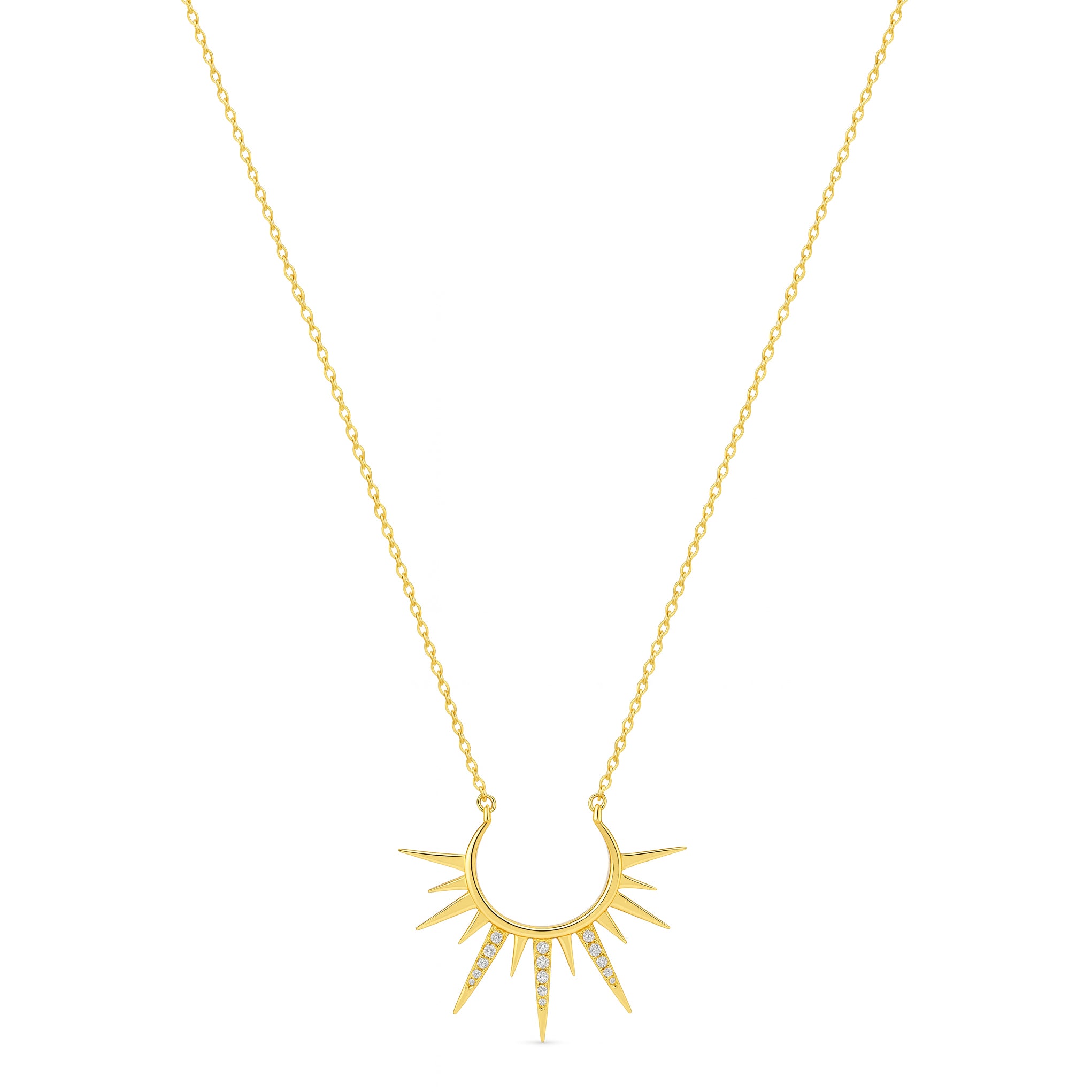 Beautiful Diamond Sun Shaped Necklace in 18k Yellow gold - S-P225S
