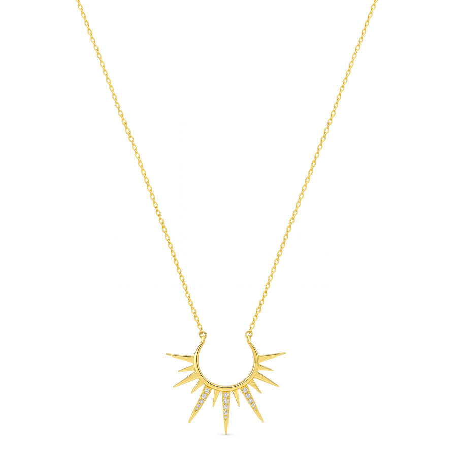 Beautiful Diamond Sun Shaped Necklace in 18k Yellow gold - S-P225S