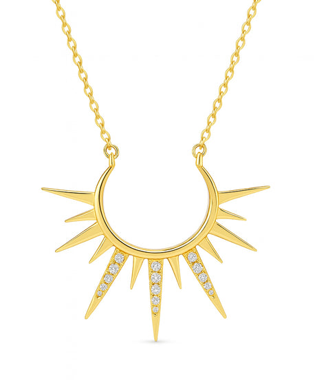 Beautiful Diamond Sun Shaped Necklace in 18k Yellow gold - S-P225S