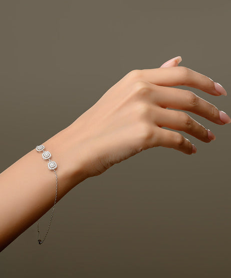 18K White Diamond Chain Bracelet - S-P378SB
