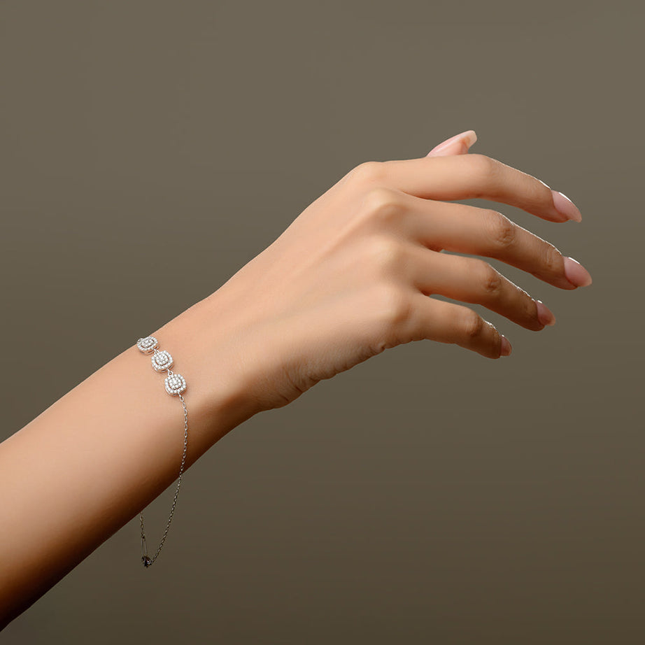 18K White Diamond Chain Bracelet - S-P378SB