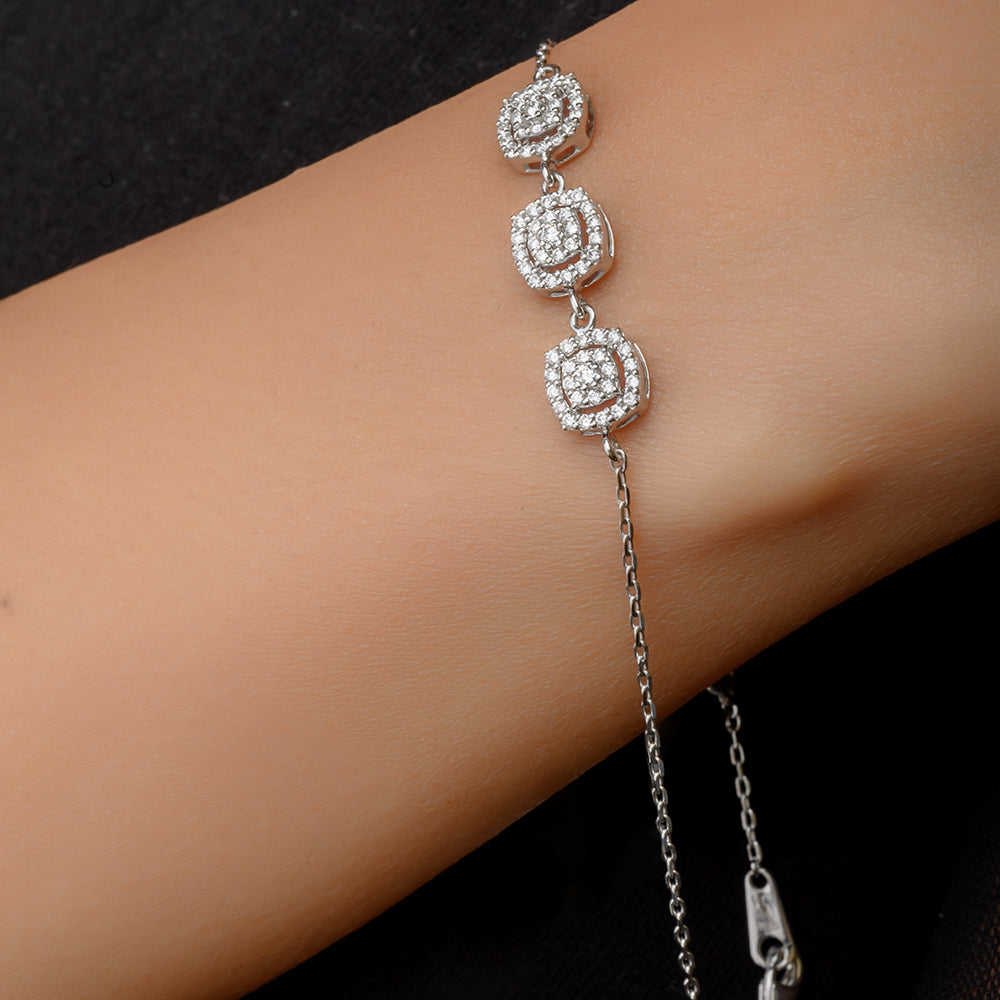 Special offer 18K White Diamond Chain Bracelet - S-P378SB