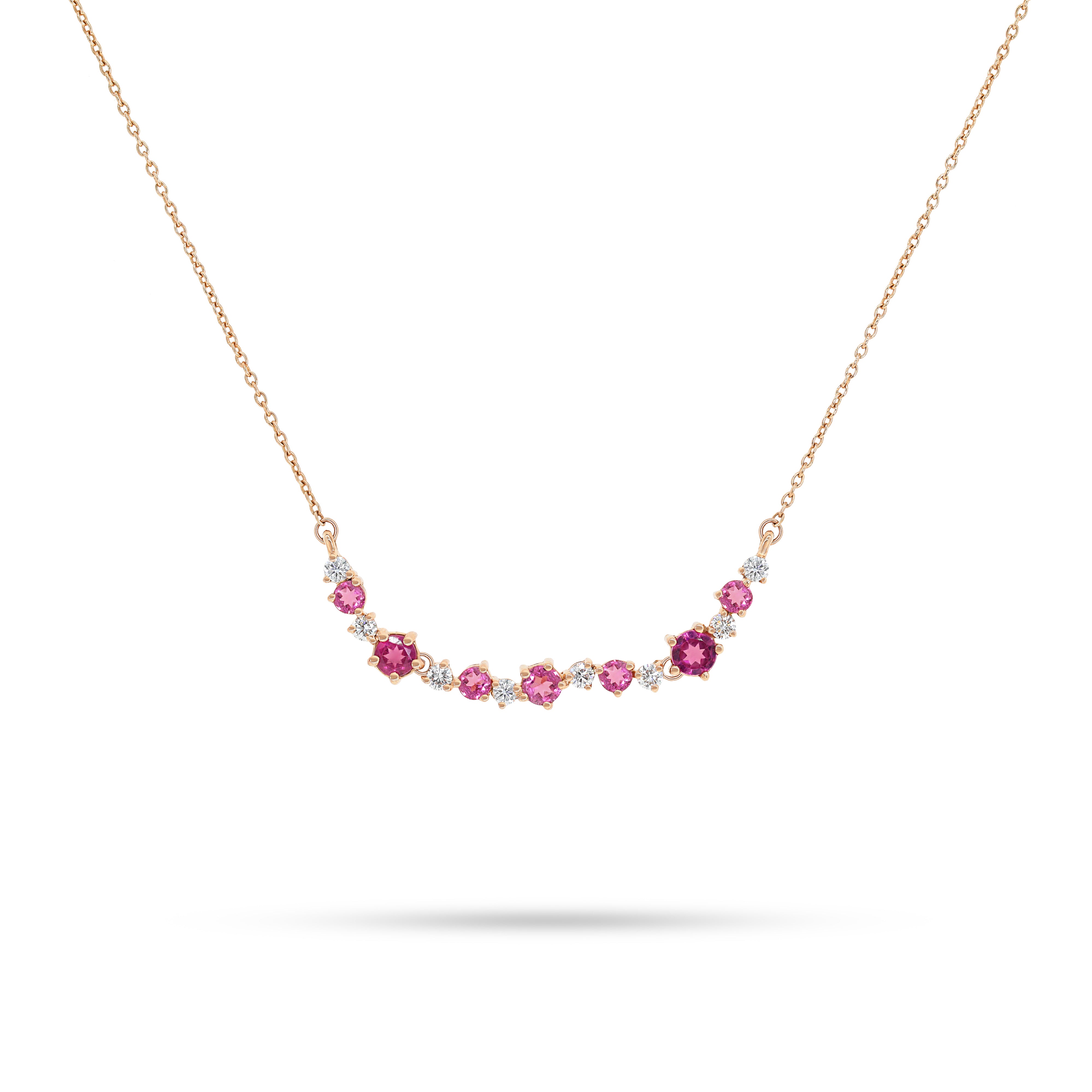 Diamonds and Ruby Beautiful Necklace in 18k Rose gold - S-P388S