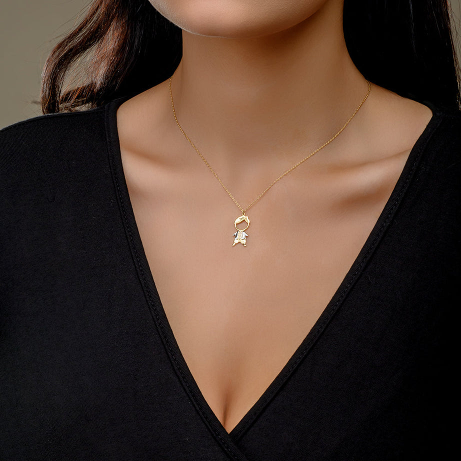 18K Yellow Boy Kid Diamond Necklace - S-P487S