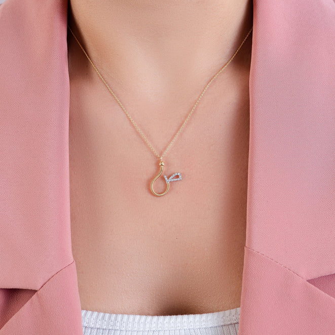 Beautiful Diamond Necklace fits you in letter SAAD 18K Rose Gold - S-P48