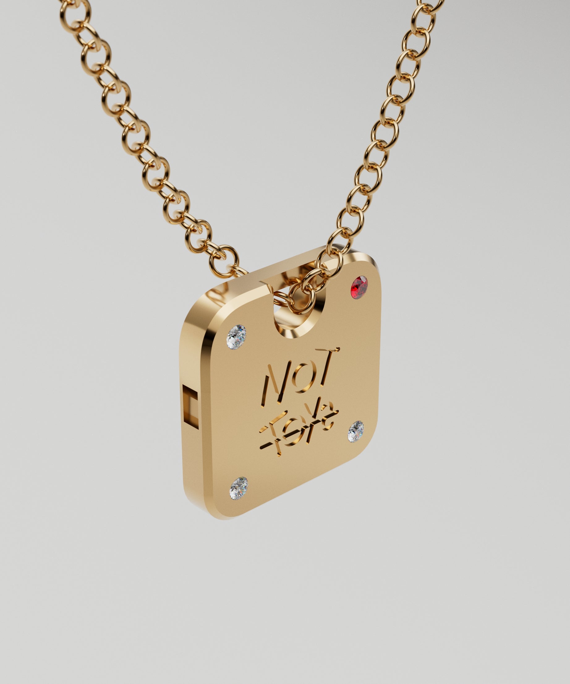 18K Gold Whistle Pendant with Diamonds
