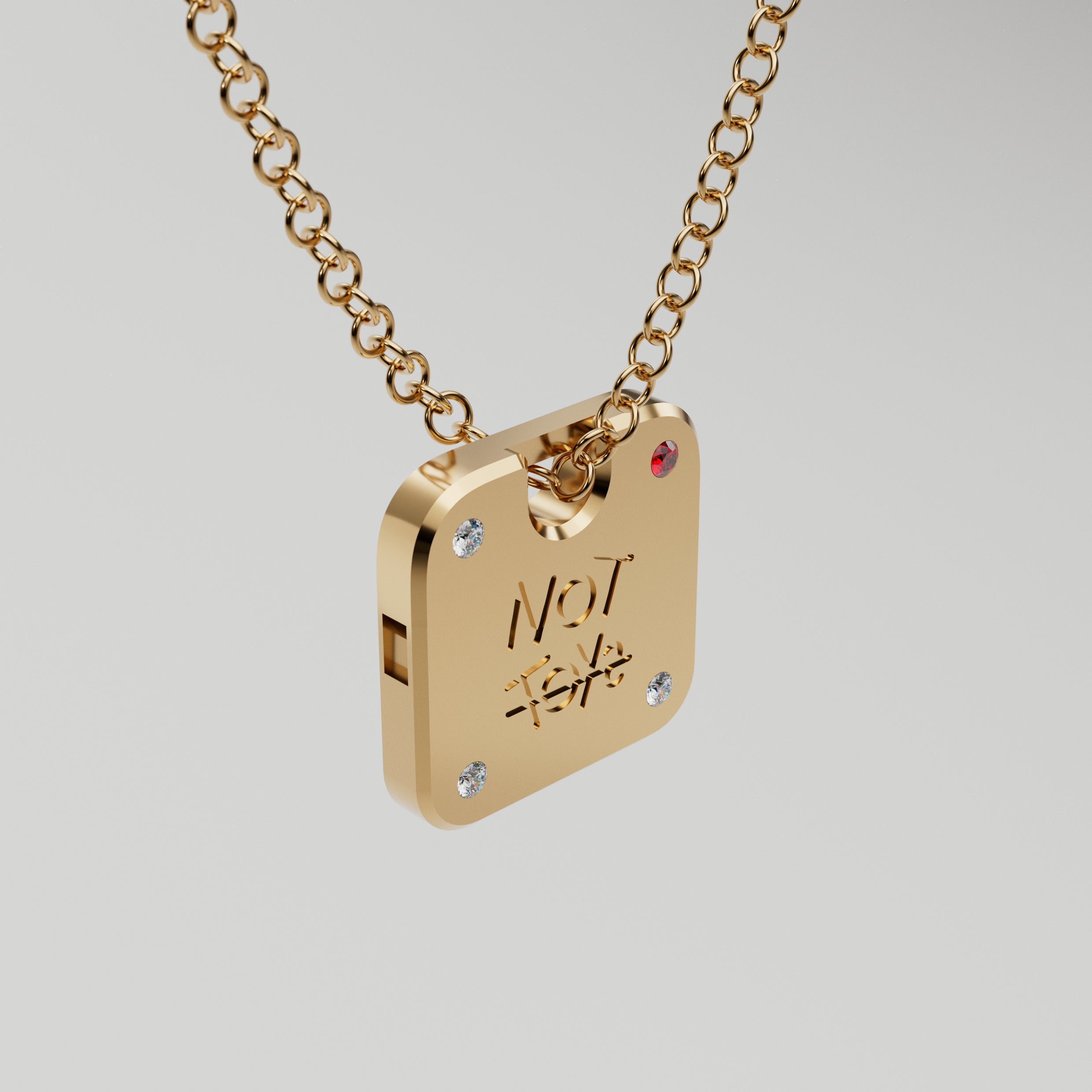 18K Gold Whistle Pendant with Diamonds